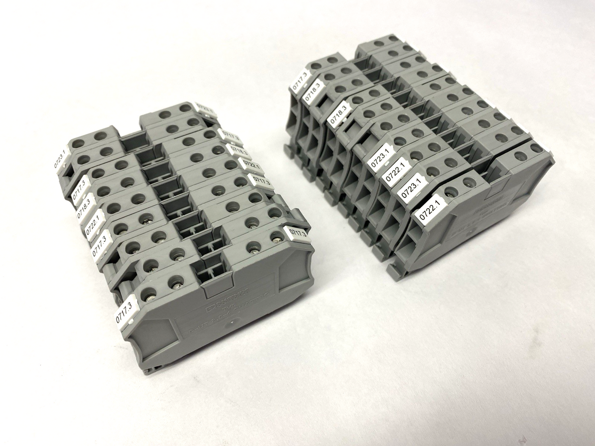 Phoenix Contact UT 4-QUATTRO Terminal Blocks 3044571 w/ End Covers LOT OF 19 - Maverick Industrial Sales