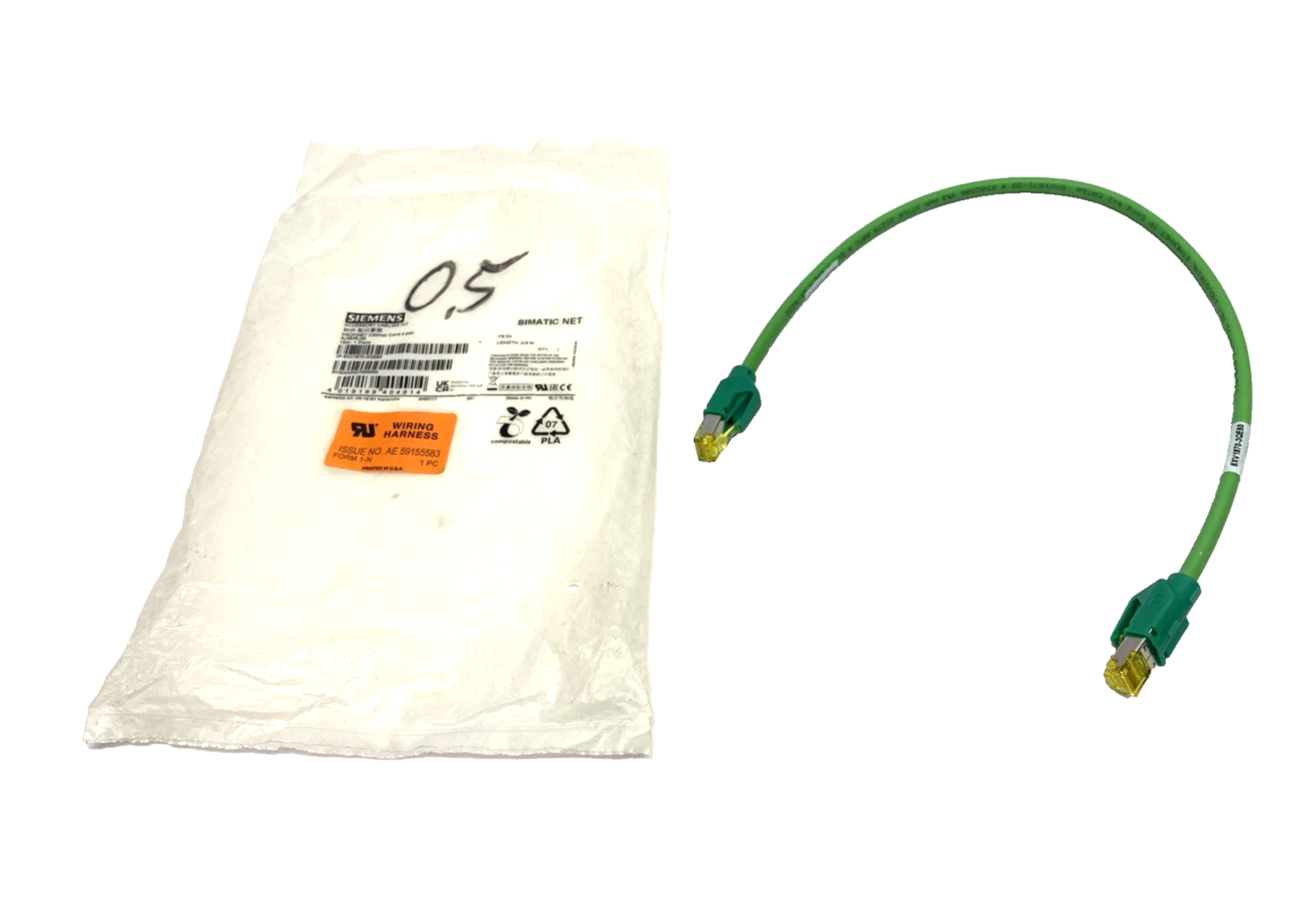 Siemens 6XV1870-3QE50 Industrial Ethernet TP Cable RJ45/RJ45, CAT 6A 0.5m Length - Maverick Industrial Sales