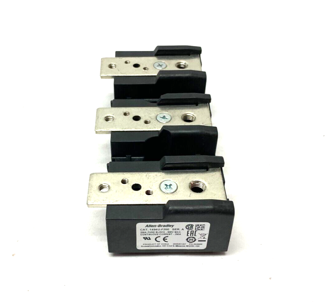 Allen Bradley 1494U-F200 Ser. A Trailer Fuse Block, 600V 200A - New – Open box - Maverick Industrial Sales