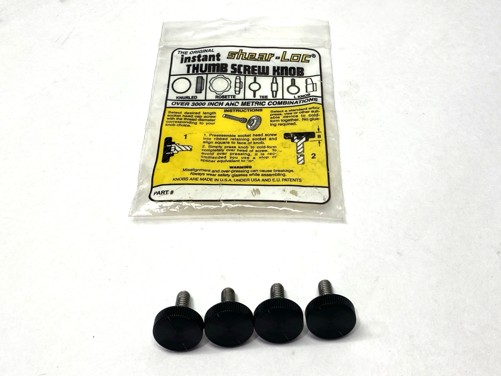 906B-3118-0.75S | Shear Loc Thumb Screw Knob 5/16" Thread 1" Dia. Knob LOT OF 4 - New – Open box - Maverick Industrial Sales