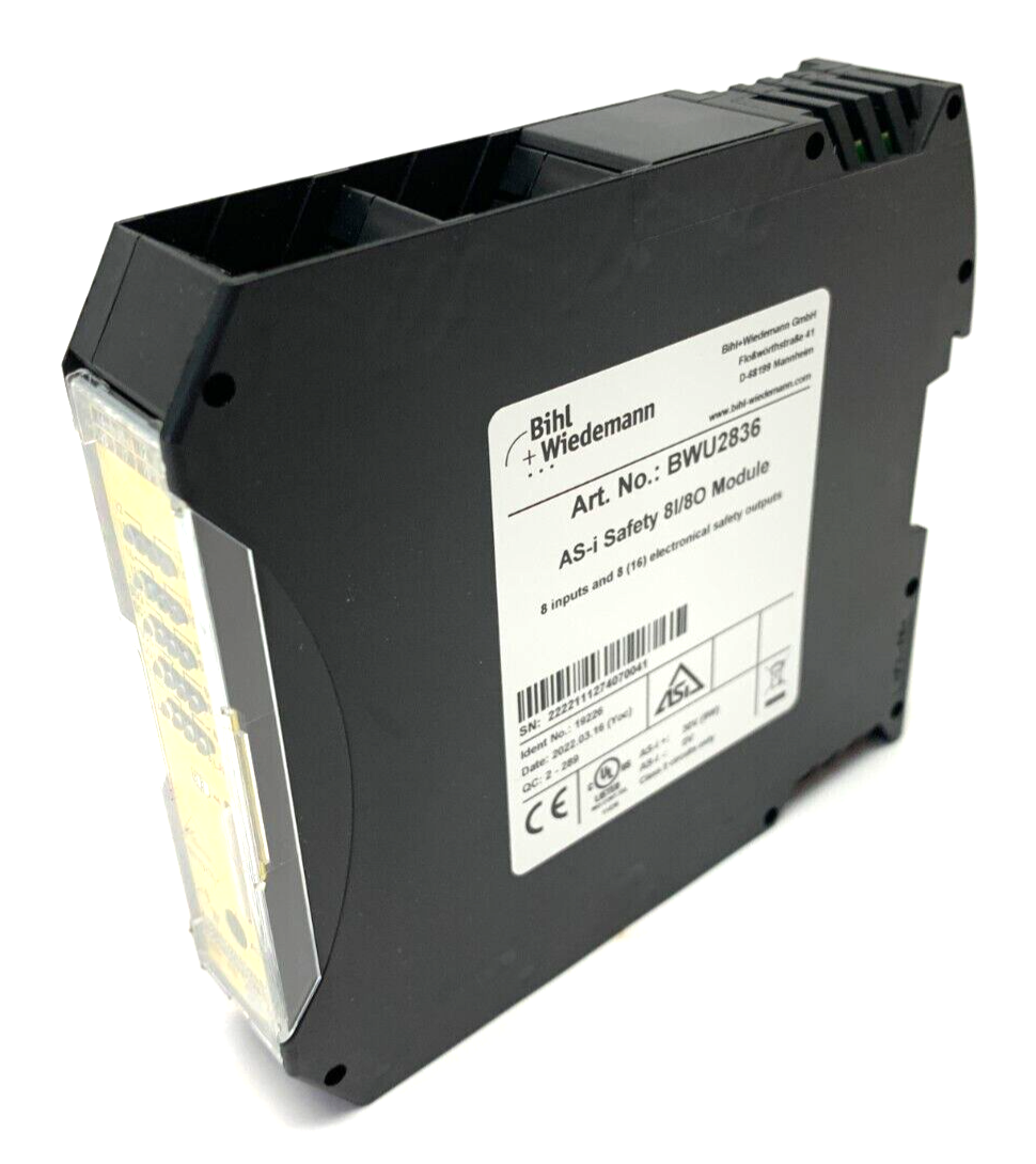 Bihl+Wiedemann BWU2836-NTP ASi Safety Output Module IP20 8SO/8I 19226 - Maverick Industrial Sales