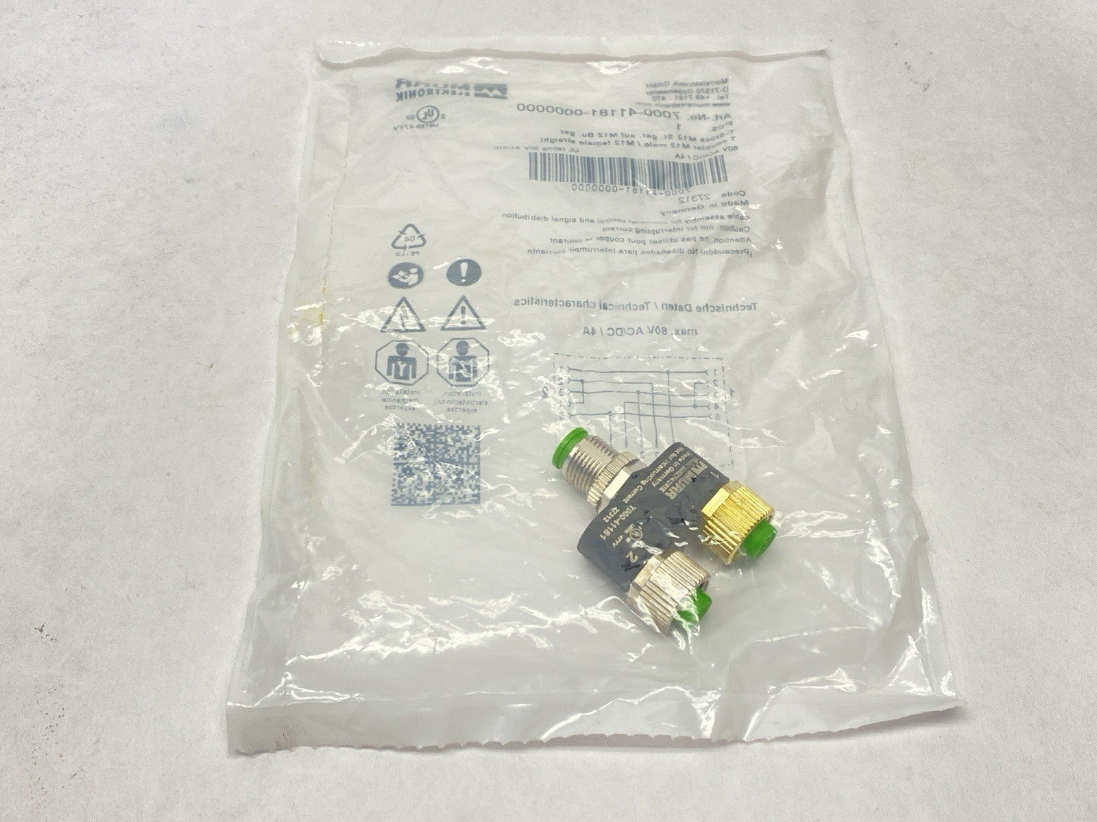 7000-41181-0000000 | Murr Elektronik T-Coupler M12 Male / M12 Female 5-Pin - New - Maverick Industrial Sales