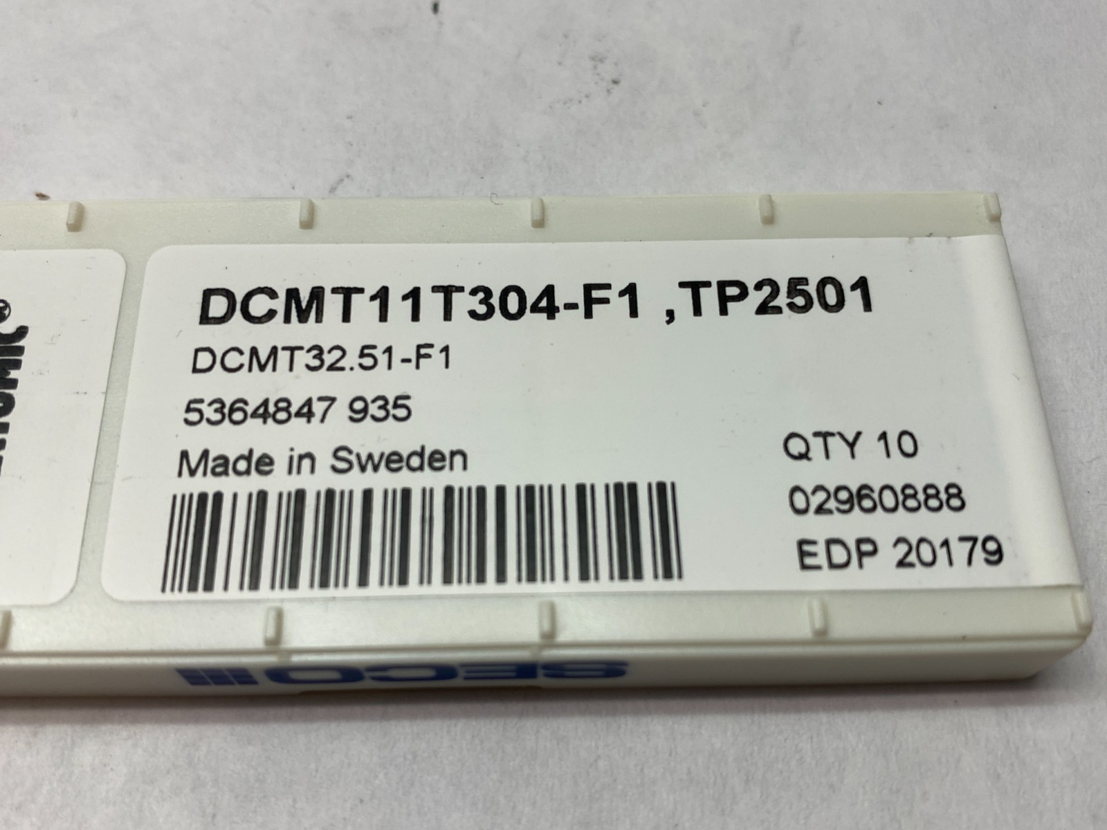 Seco DCMT11T304-F1, TP2501 DURTOMIC Insert for Turning DCMT32.51-F1 PKG OF 10 - Maverick Industrial Sales