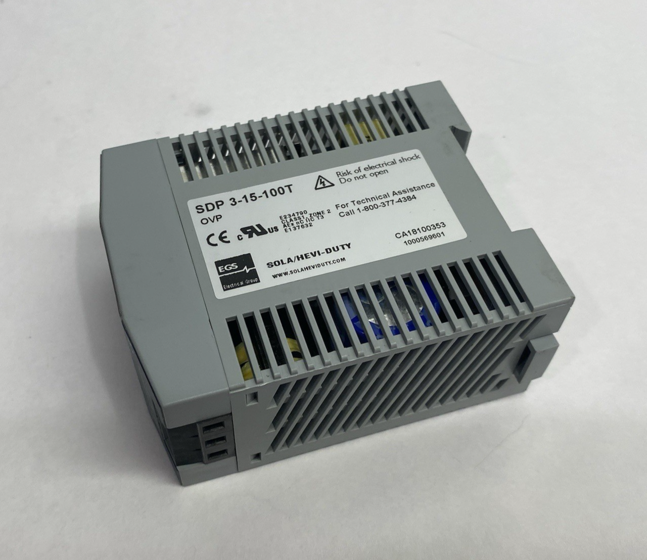 SDP 3-15-100T | EGS Sola/Hevi-Duty Power Supply DIN Rail 50W 15V - Used - Maverick Industrial Sales
