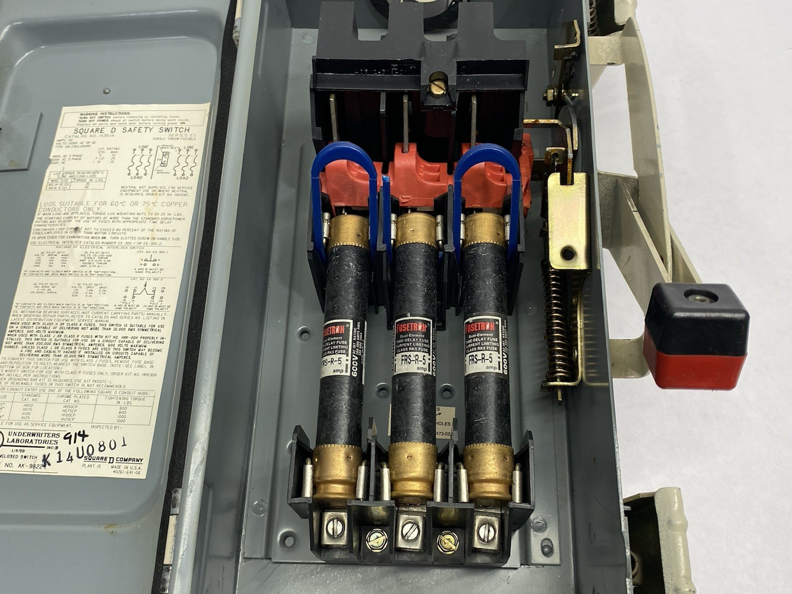 H361A | Schneider Square D Safety Switch, Heavy duty, Fusible, 30A, 3-Pole, 20HP - Used - Maverick Industrial Sales