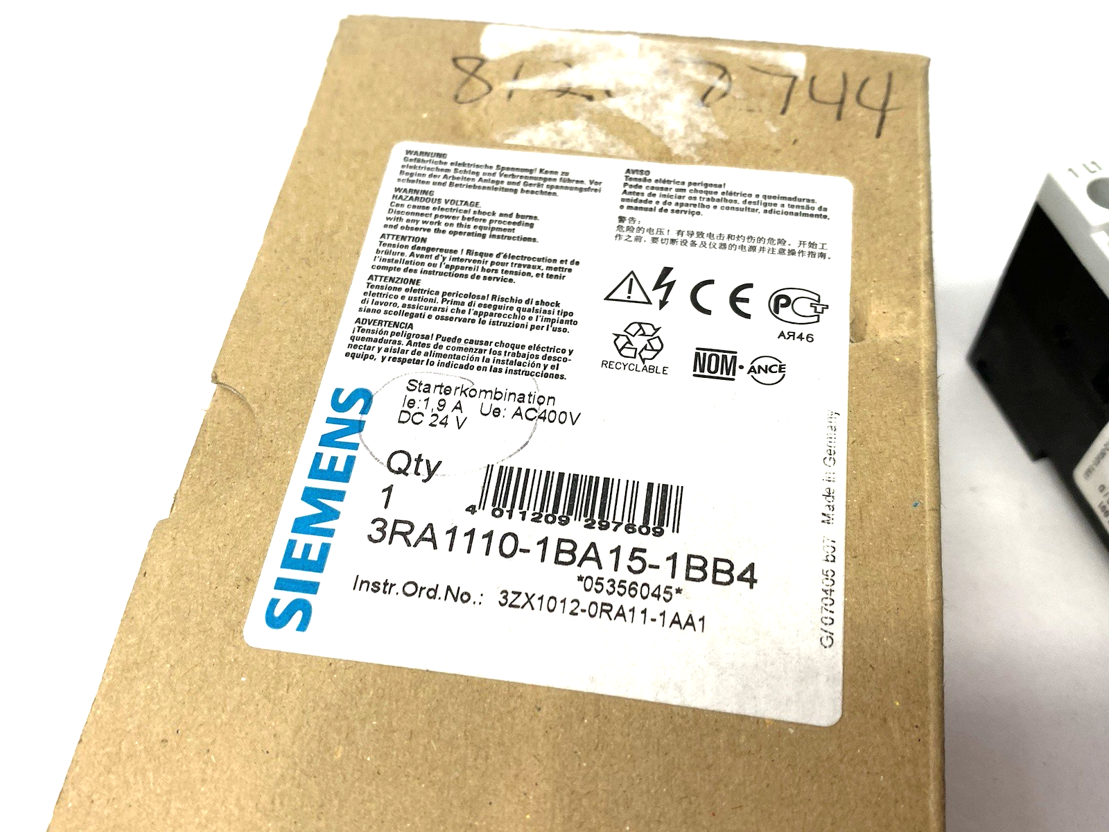 Siemens 3RA1110-1BA15-1BB4 Load Feeder, fuseless, Direct-on-line Starting - Maverick Industrial Sales