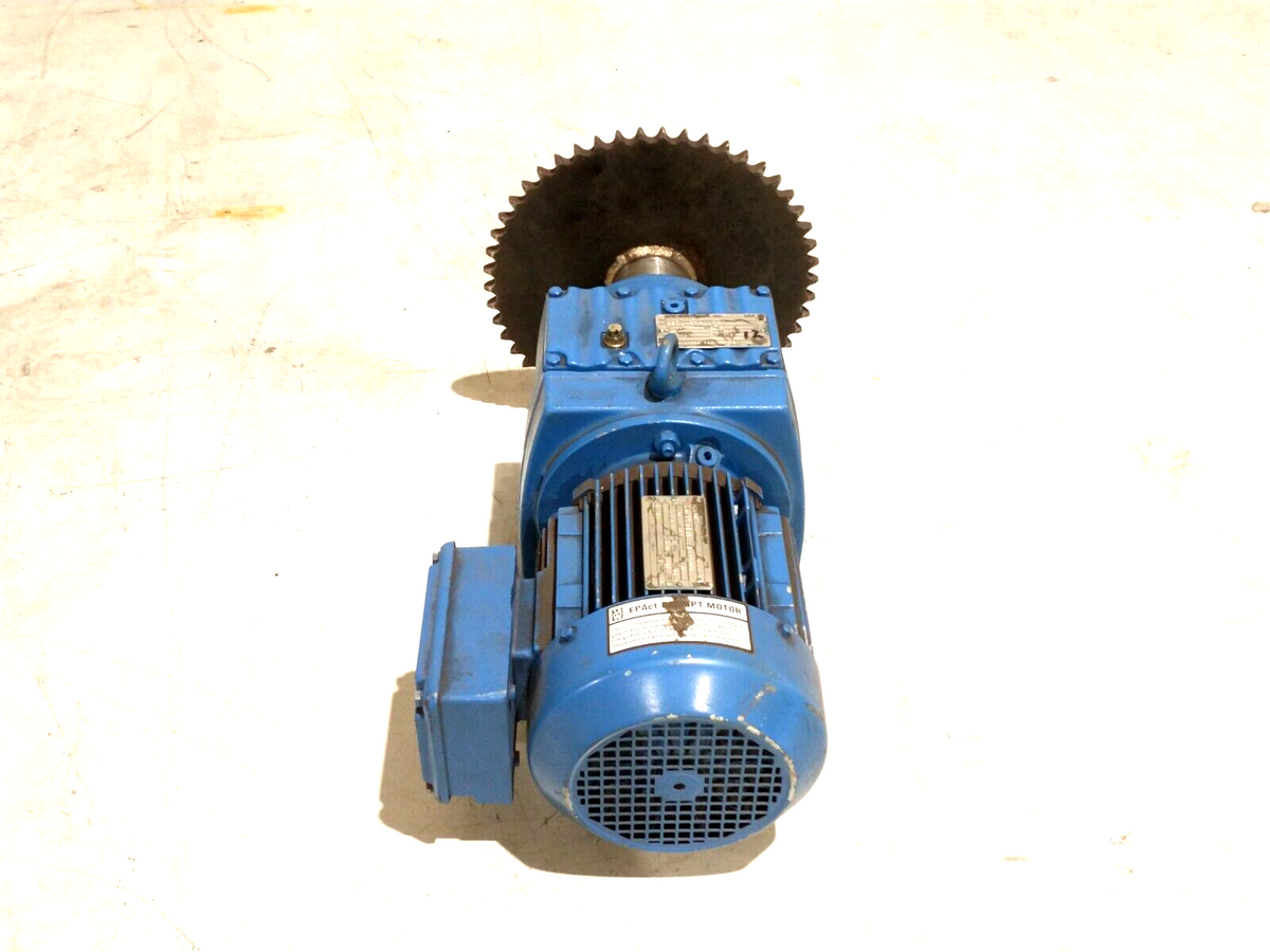 DFT90L4, R77DT90L4 | SEW DFT90L4 Motor 2HP 1720RPM DT79 3PH w/ R77DT90L4 Gear Reducer 81.80 Ratio - Used - Maverick Industrial Sales