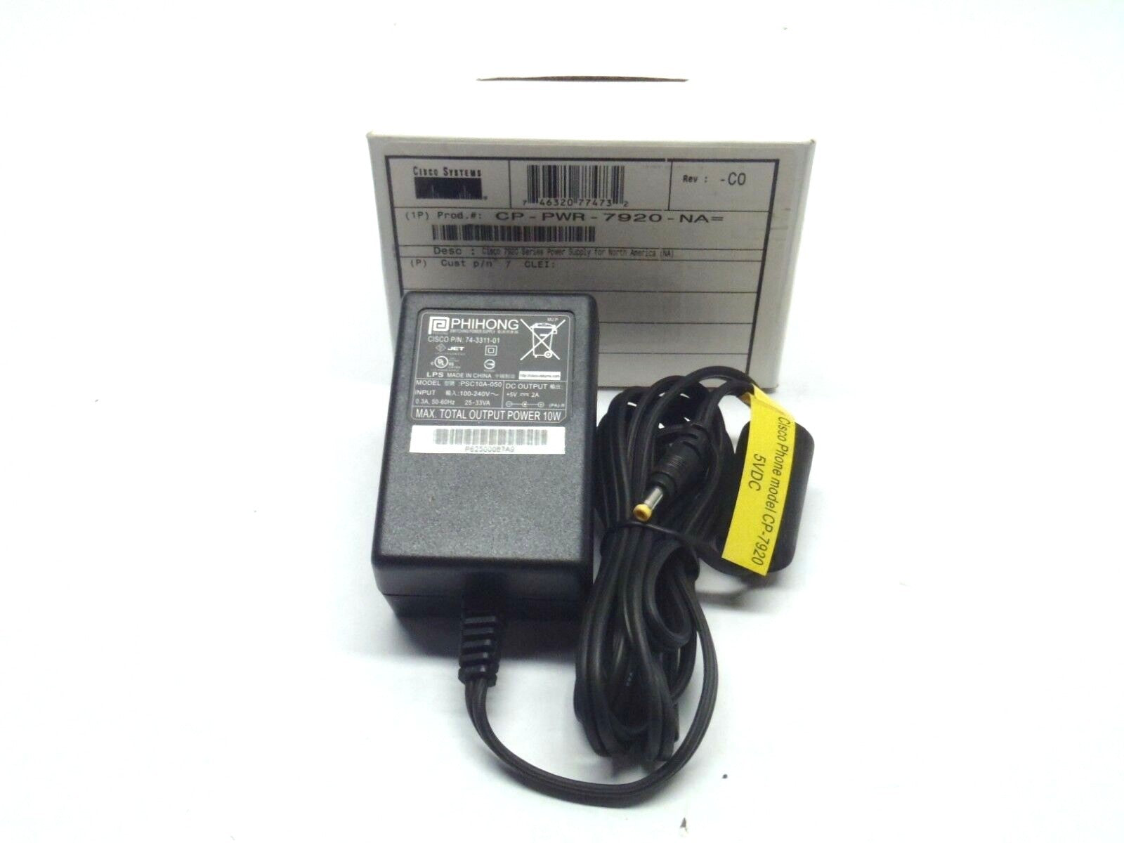 Cisco Phihong 74-3311-01 PSC10A-050 Power Supply Adapter 10W CP-7920 5VDC - Maverick Industrial Sales