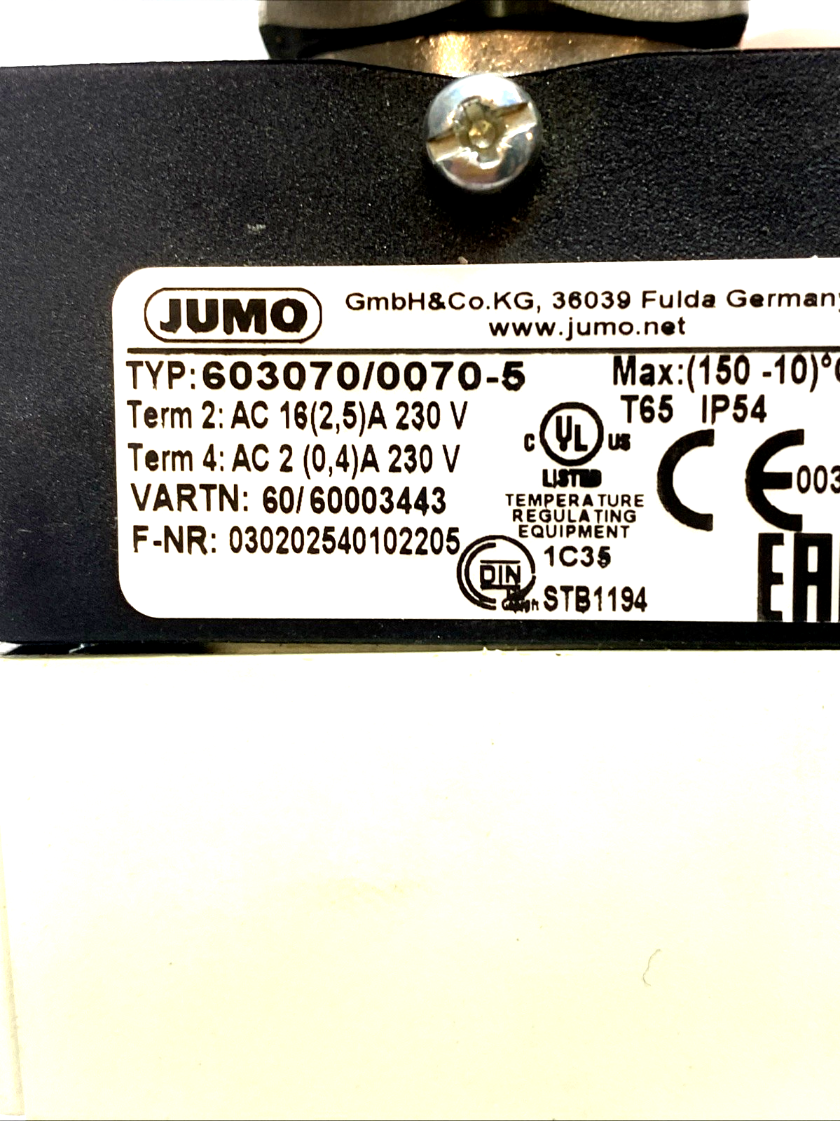 603070/0070-5 heatTHERM-AT | JUMO Surface Thermostat 16A 230V Snap Switch IP54 - Used - Maverick Industrial Sales