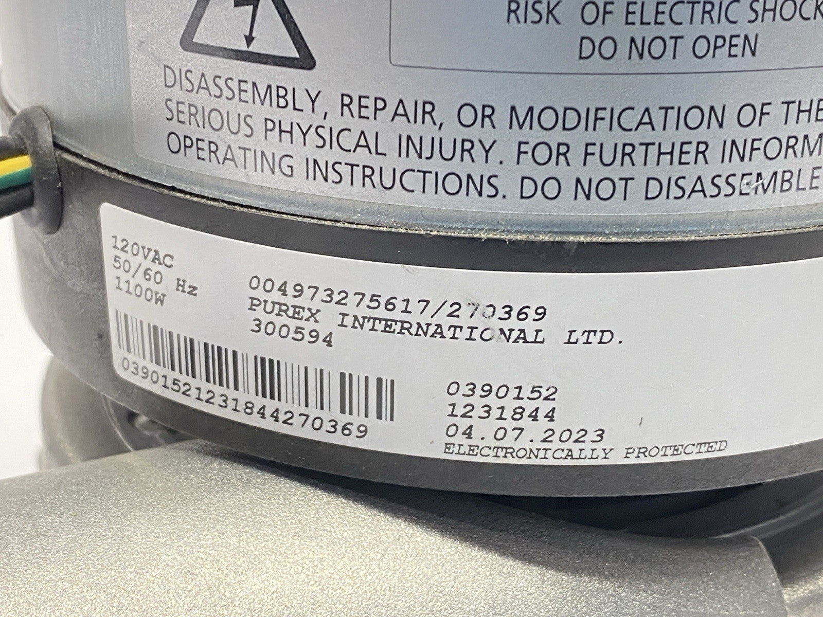 300594 | Purex Blower Motor 120VAC 50/60Hz Fume Extractor 004973275617/270369 - Used - Maverick Industrial Sales