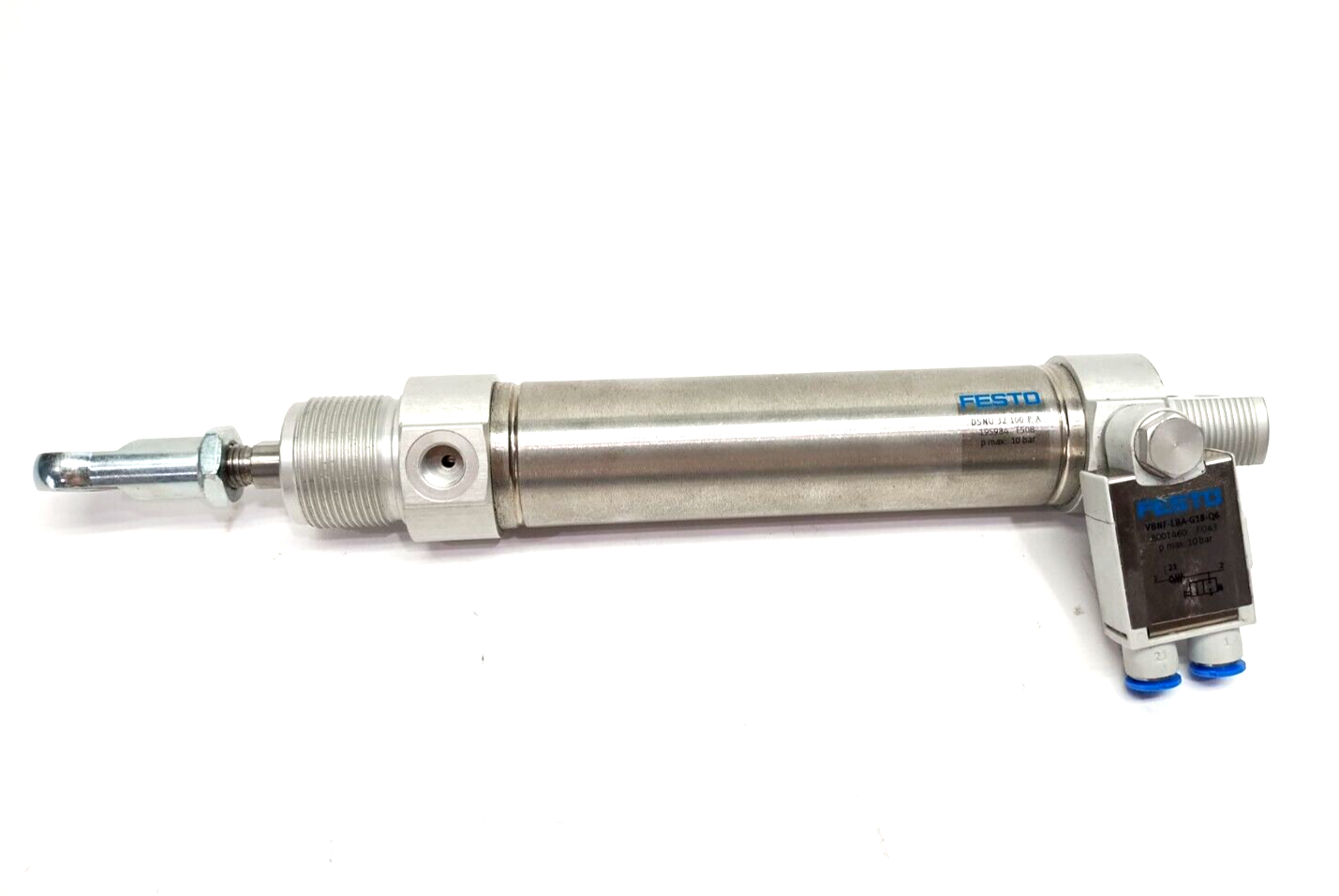 Festo DSNU-32-100-P-A Round Cylinder 195984 w/ VBNF-LBA-G18-Q6 Valve 8001460 - Maverick Industrial Sales