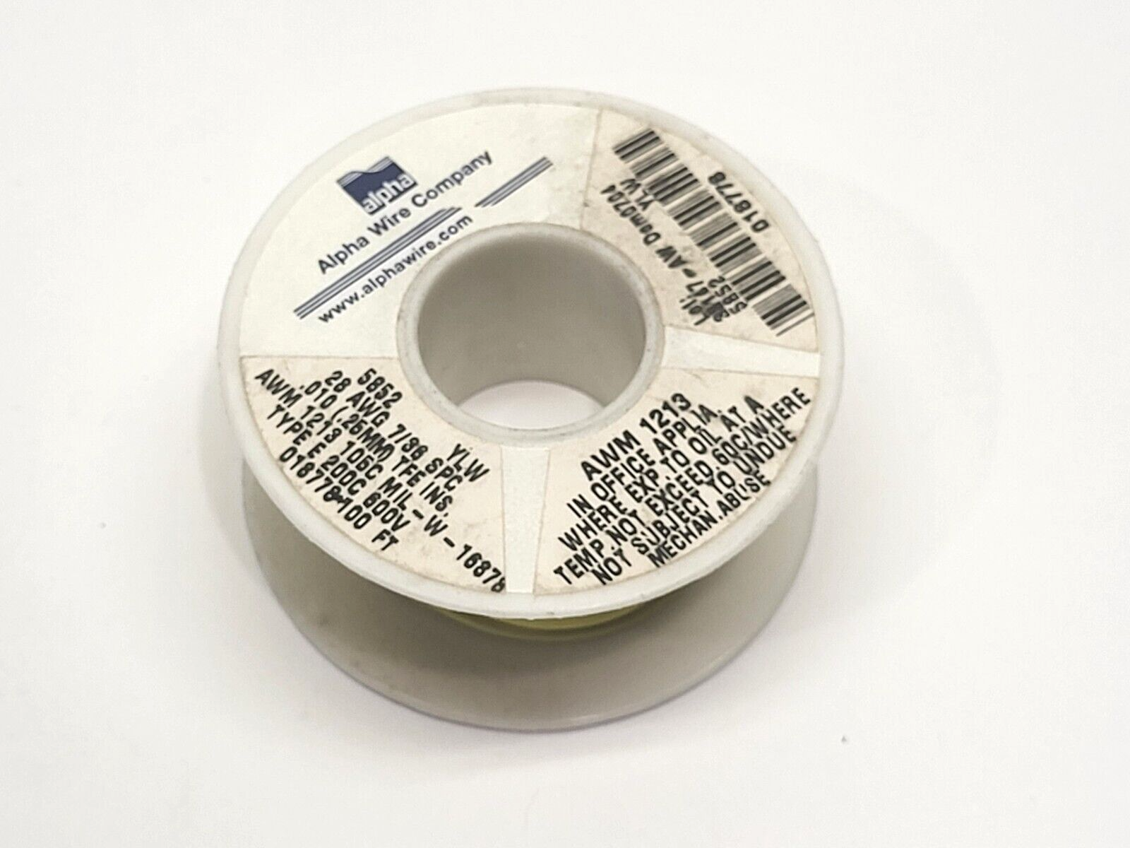 Alpha Wire 5852 YL005 Hook-Up Wire Yellow 2.6oz Spool - Maverick Industrial Sales