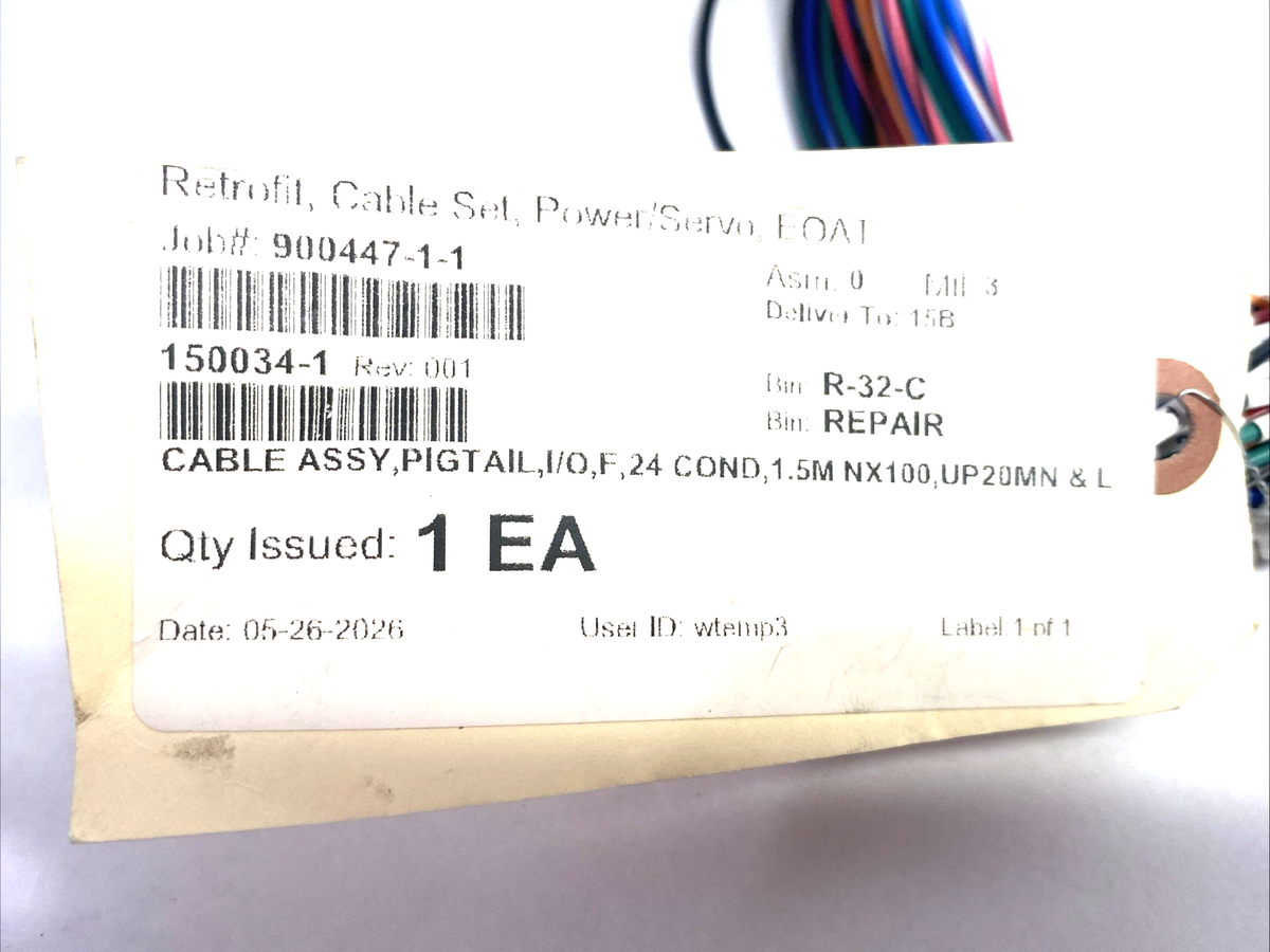 Yaskawa 150034-1 Cable Assembly Pigtail I/O F 24-Condu, 1.5m NX100, UP20MN & L - Maverick Industrial Sales