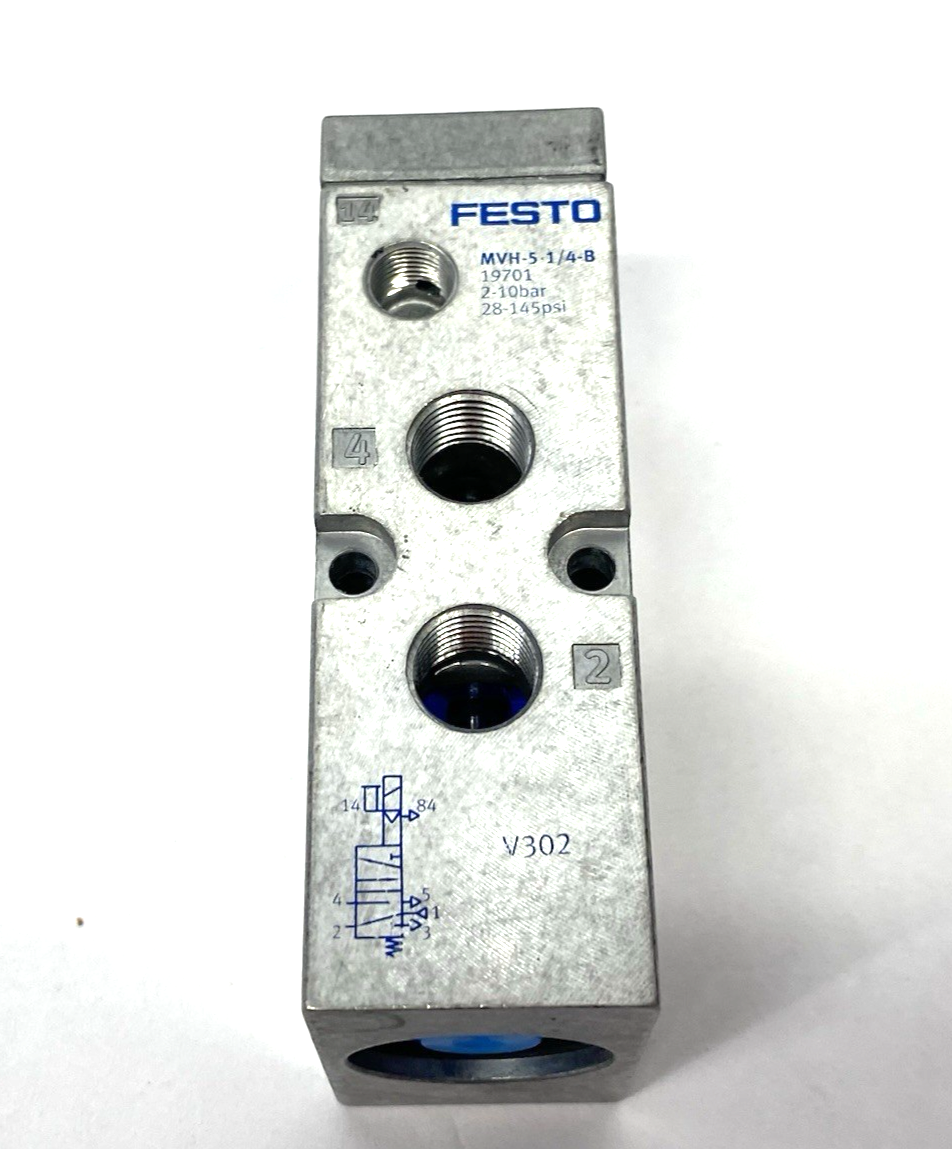 Festo MVH-5-1/4-B Solenoid Valve 5/2-way Monostable 19701 COIL REMOVED - Maverick Industrial Sales