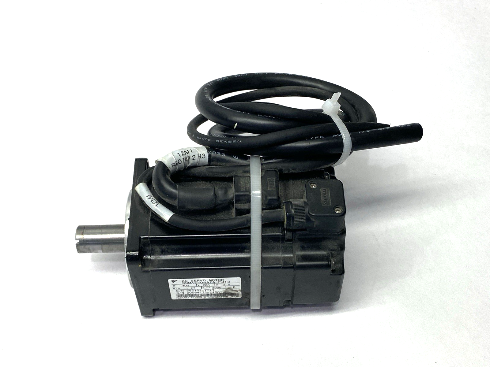 Yakawa SGMAS-04A2A-FJ13 AC Servo Motor 200V 400W CUT CONNECTORS BAD SHAFT - Maverick Industrial Sales