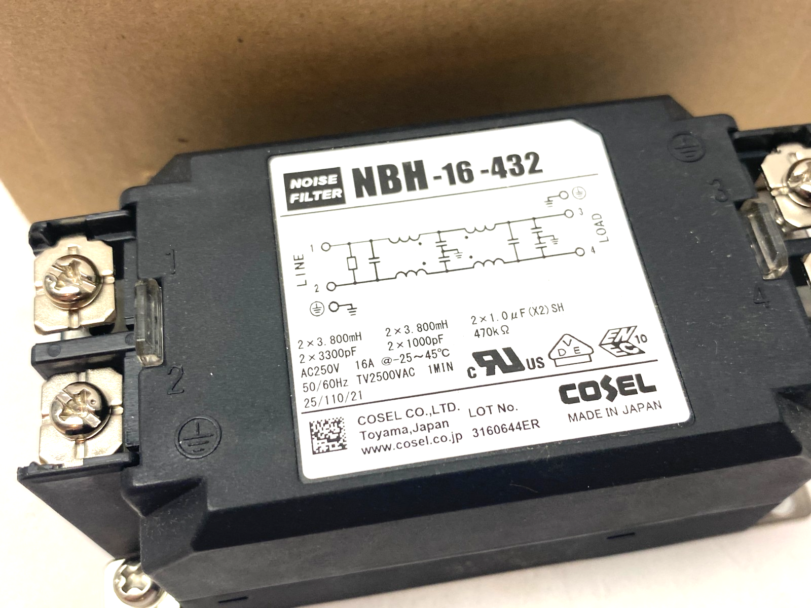 Cosel NBH-16-432 Power Line Noise Filter - Maverick Industrial Sales