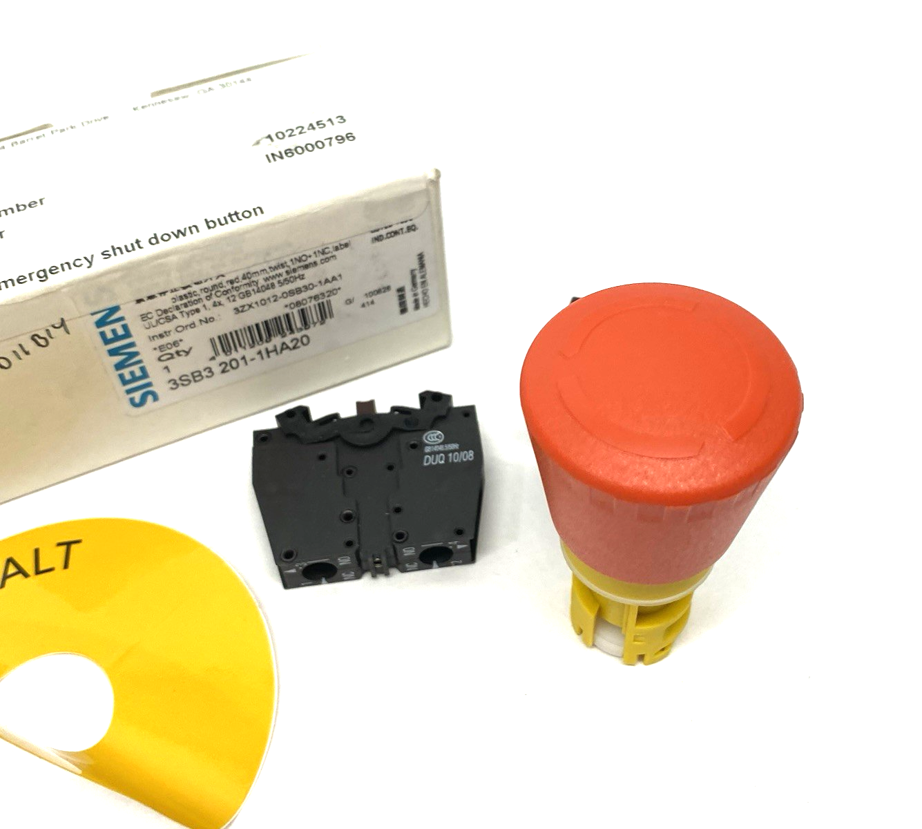 Siemens 3SB3201-1HA20 Emergency Stop Pushbutton Assembly, 22mm Red Plastic - Maverick Industrial Sales