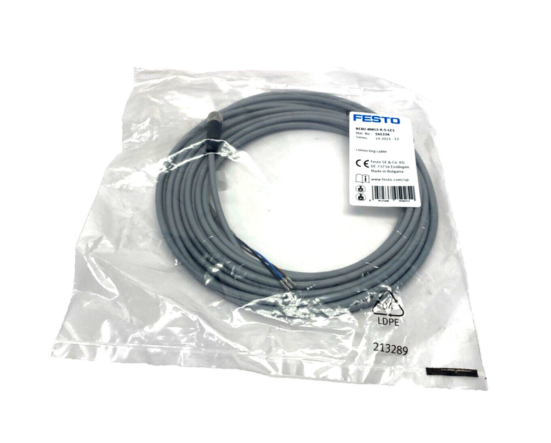 Festo NEBU-M8G3-K-5-LE3 Connecting Cable M8 3-Pin Female 5m 541334 - Maverick Industrial Sales