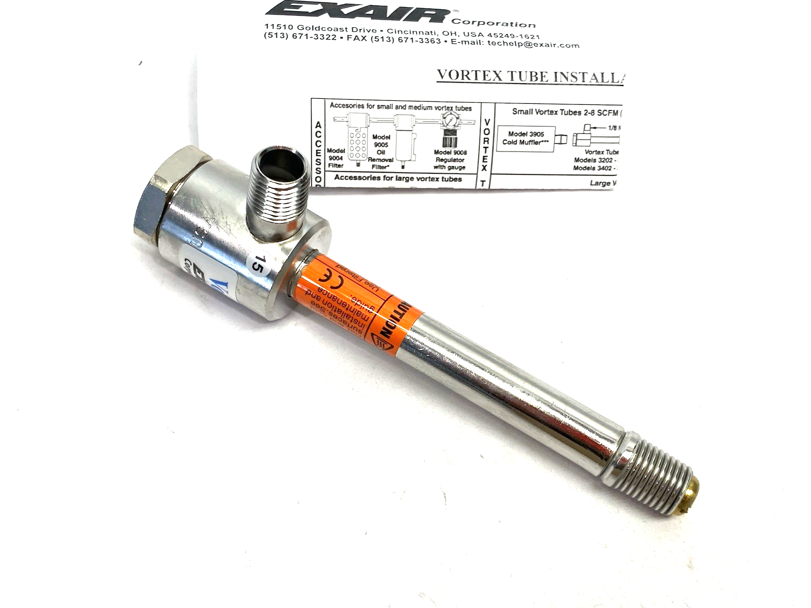 3215 | Exair Stainless Steel Vortex Tube 15 SCFM/425 SLPM - New – Open box - Maverick Industrial Sales