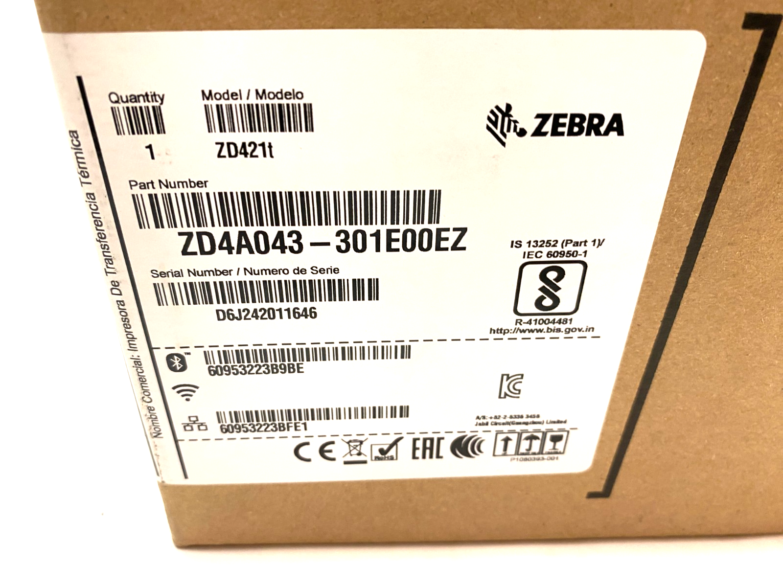 Zebra ZD4A043-301E00EZ Thermal Transfer Barcode Label Printer, ZD421t, 300 DPI - Maverick Industrial Sales