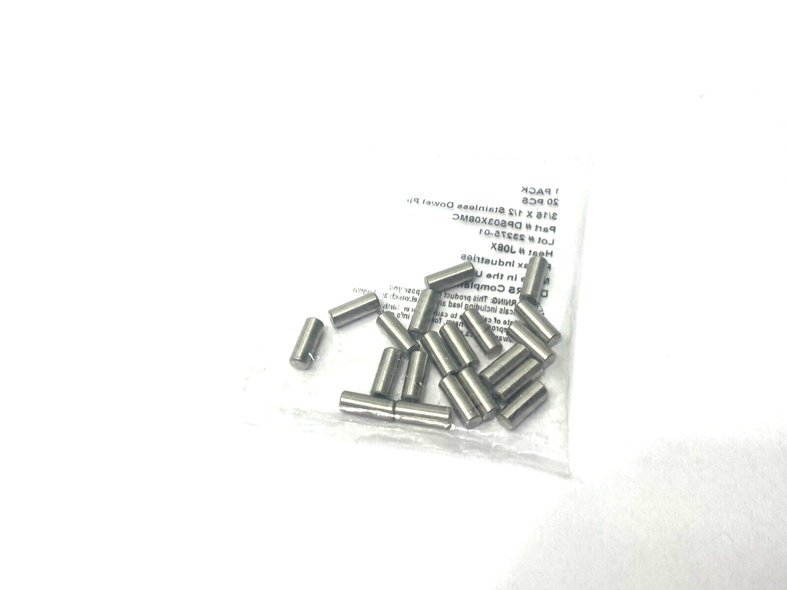 Radax Industries DPS03X08MC Stainless Steel Dowel Pin 3/16" x 1/2" PKG OF 20 - Maverick Industrial Sales