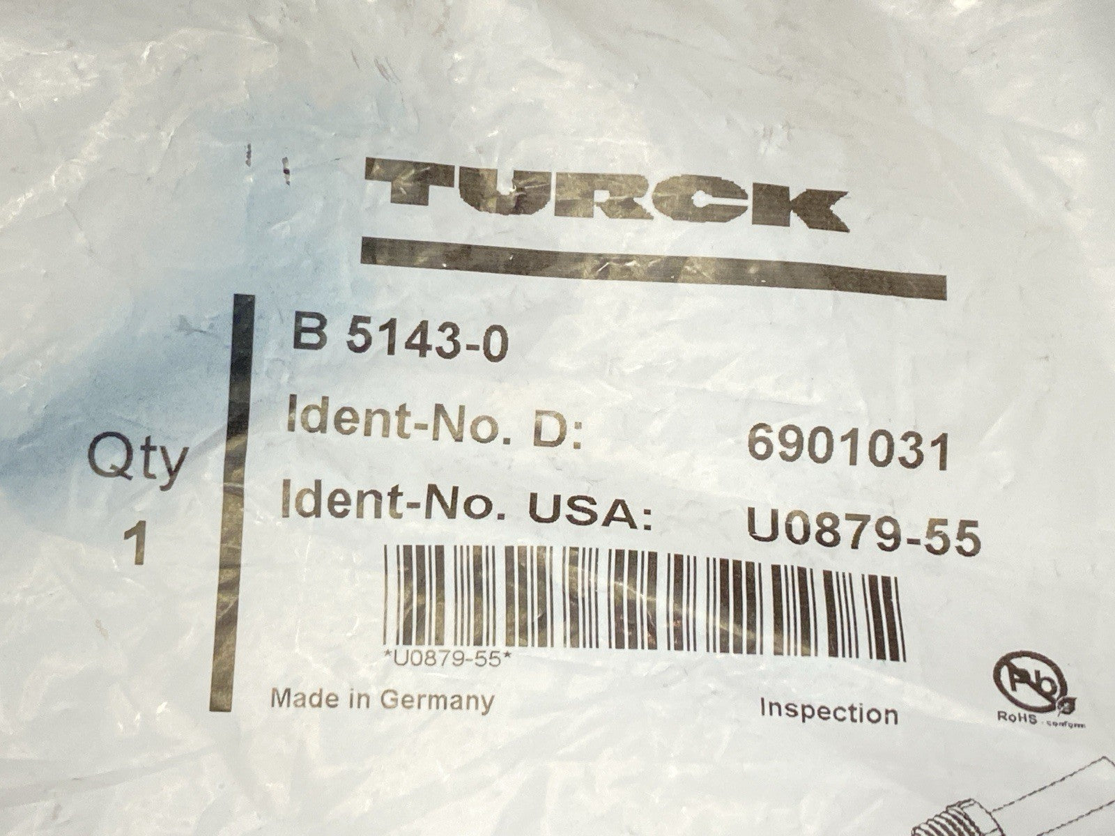 Turck B 5143-0 Field Wireable Connector Female M8 4-Pin U0879-55 - Maverick Industrial Sales