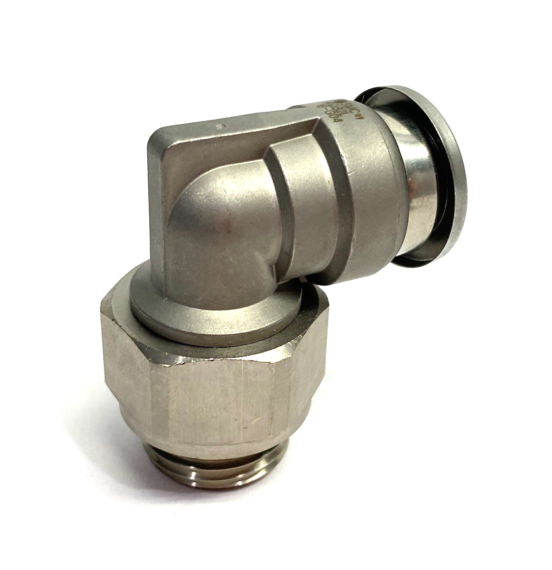 KQB2L16-G04 | SMC Metal Male Elbow Fitting, Swivel, One-Touch, 16mm OD Tube - New – Open box - Maverick Industrial Sales