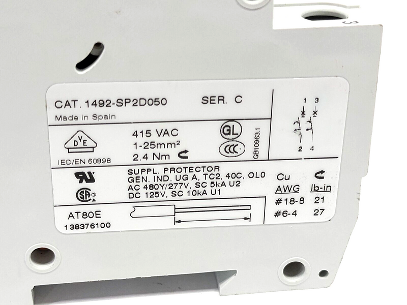 Allen Bradley 1492-SP2D050 Ser. C Miniature Circuit Breaker 2P 5A - Maverick Industrial Sales