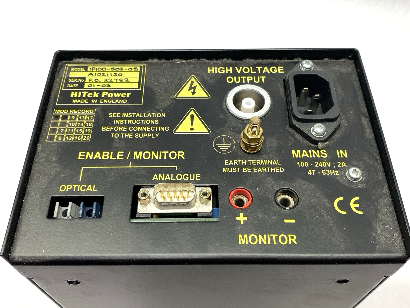 HiTek Power 1P100-502-05 Hivolt Ion Pump Power Supply 2A - Maverick Industrial Sales