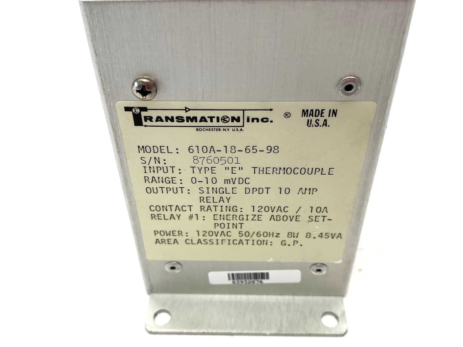 Transmation 610A-18-65-98 Temperature Alarm Unit - Maverick Industrial Sales
