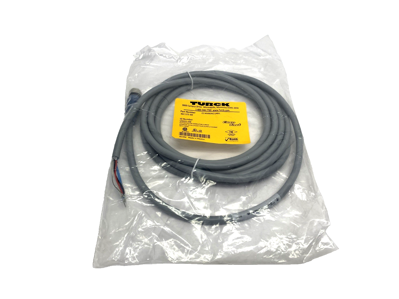 Turck RKC 572-3M Cordset M12 Female 5-Pin Straight 3m U5311-03 - Maverick Industrial Sales