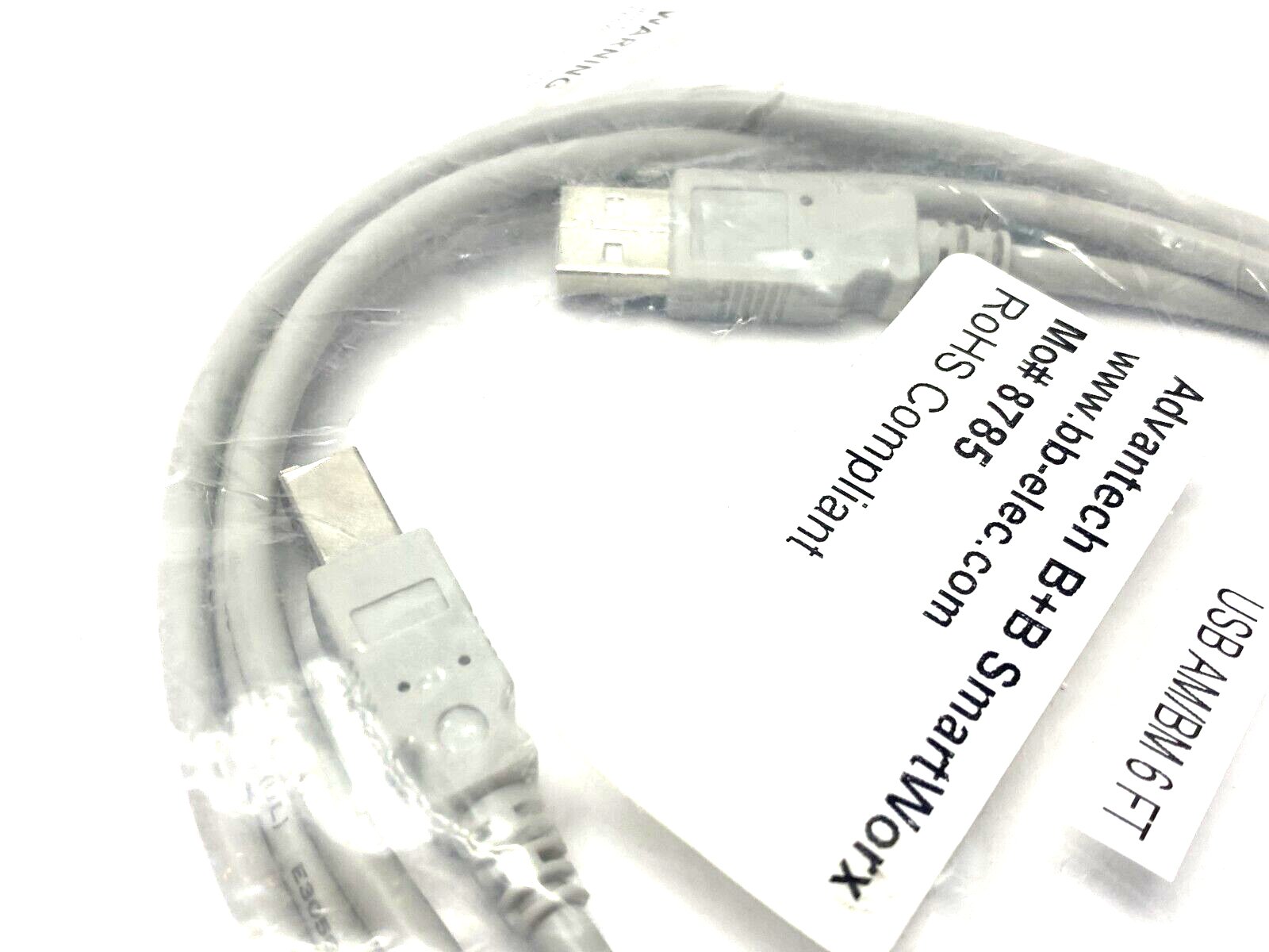 Advantech B+B SmartWorx TID 60000467 USB AM/BM Printer Cable 6' Length GRAY - Maverick Industrial Sales