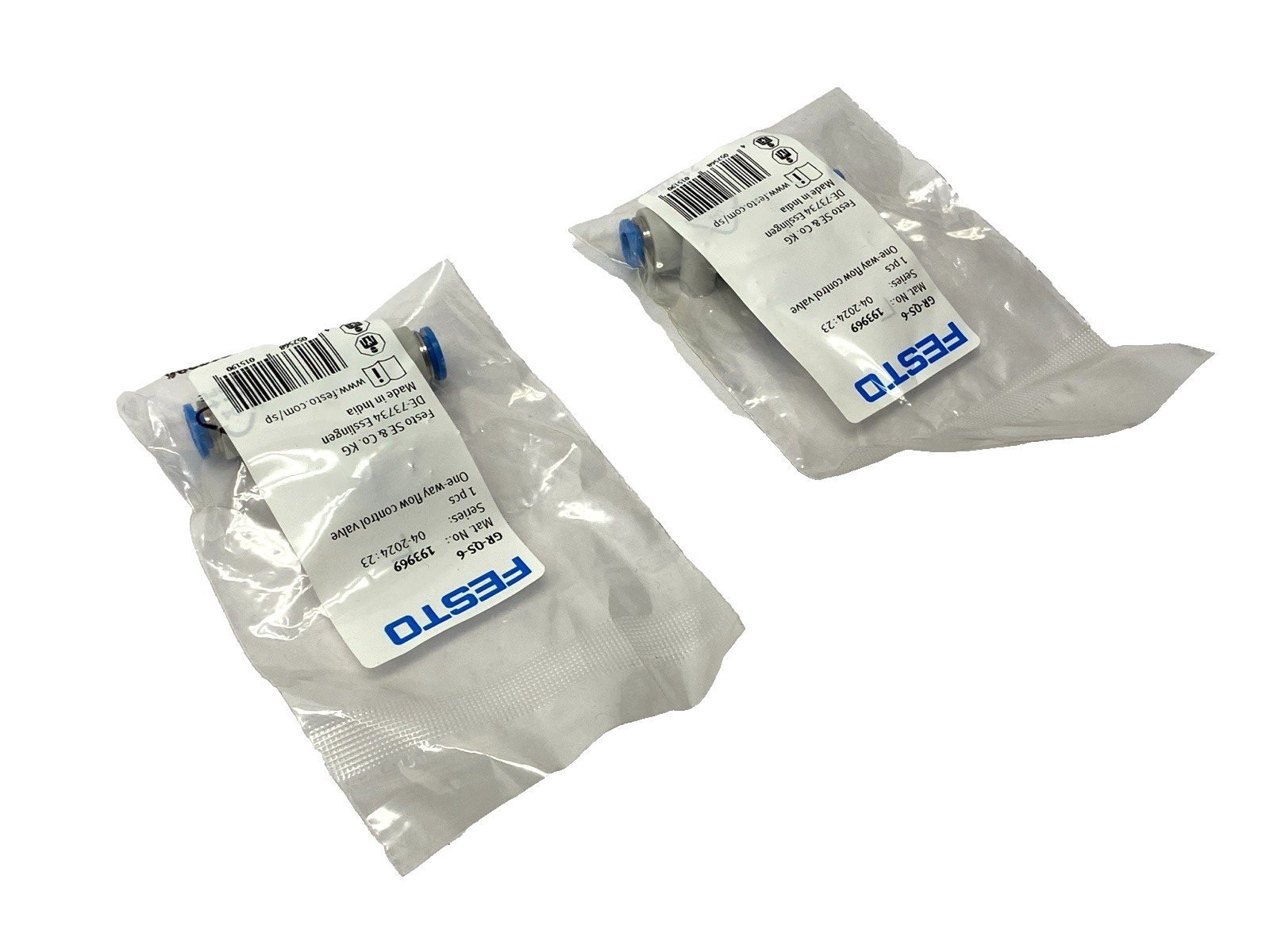 Festo QR-QS-6 One-Way Flow Control Valve 193969 LOT OF 2 - Maverick Industrial Sales