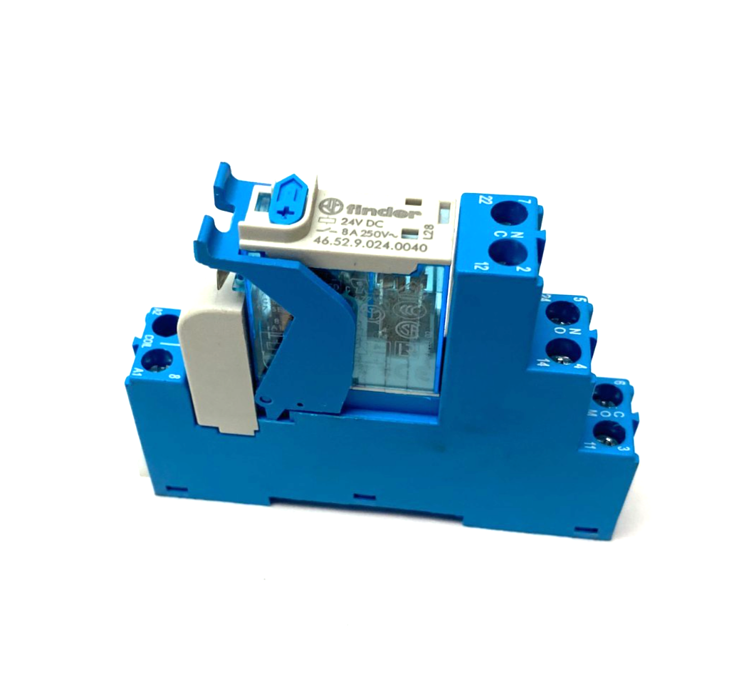 Finder 46.52.9.024.0040 Gen Purpose Relay 99.02.9.024.99 Indicator & 97.02 Base - Maverick Industrial Sales