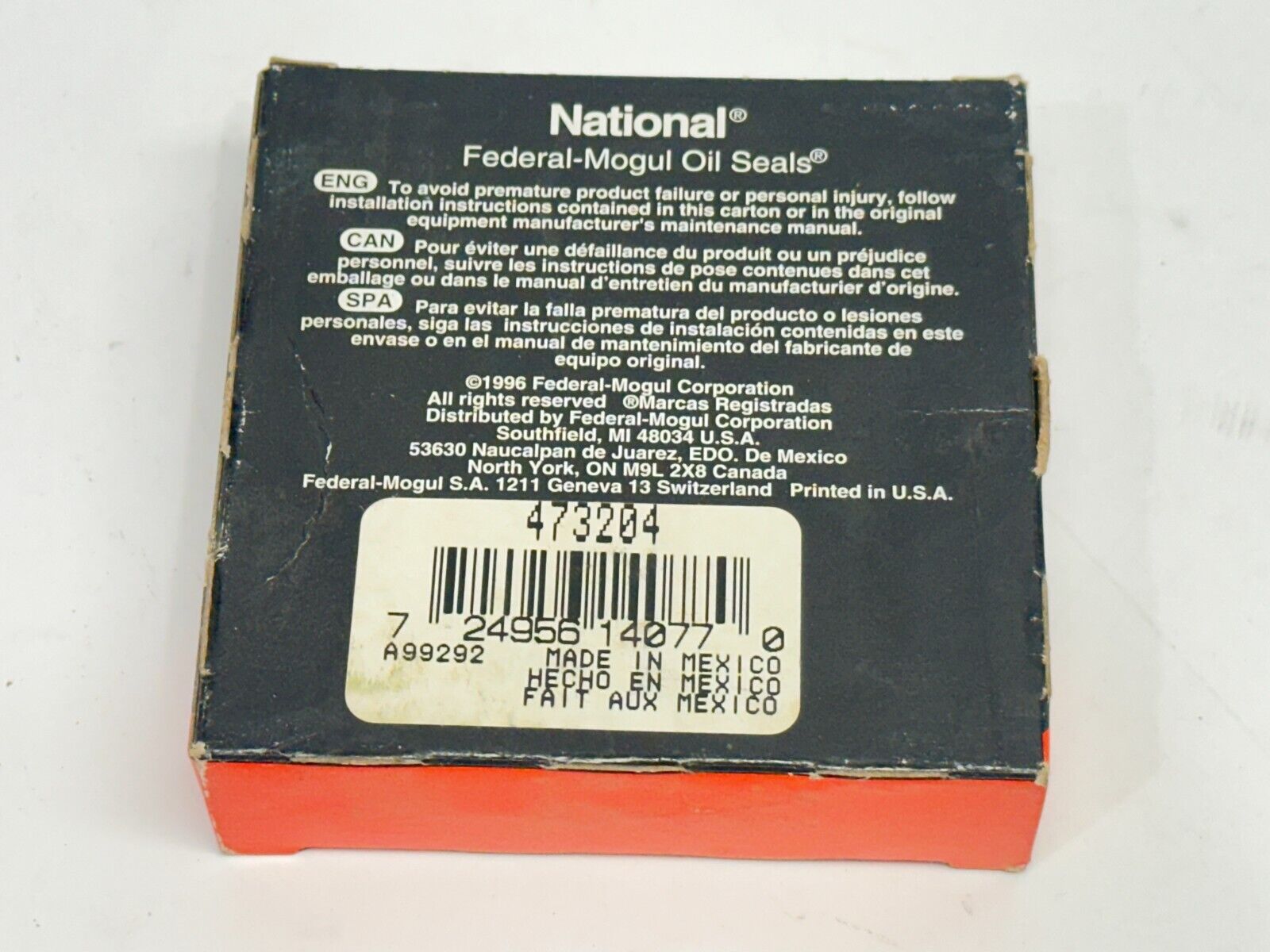 National Federal Mogul 473204 Oil Seal 2.125 x 2.750 x 0.375" - Maverick Industrial Sales