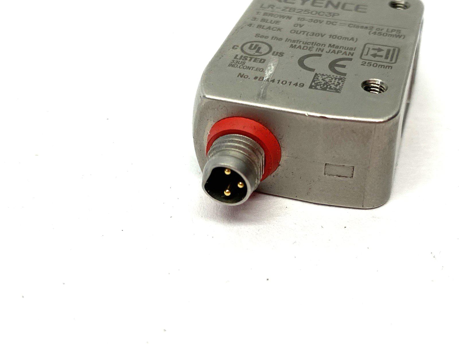 Keyence LR-ZB250C3P Distance Based Laser Sensor M8 CONNECTOR BENT/DAMAGED - Maverick Industrial Sales