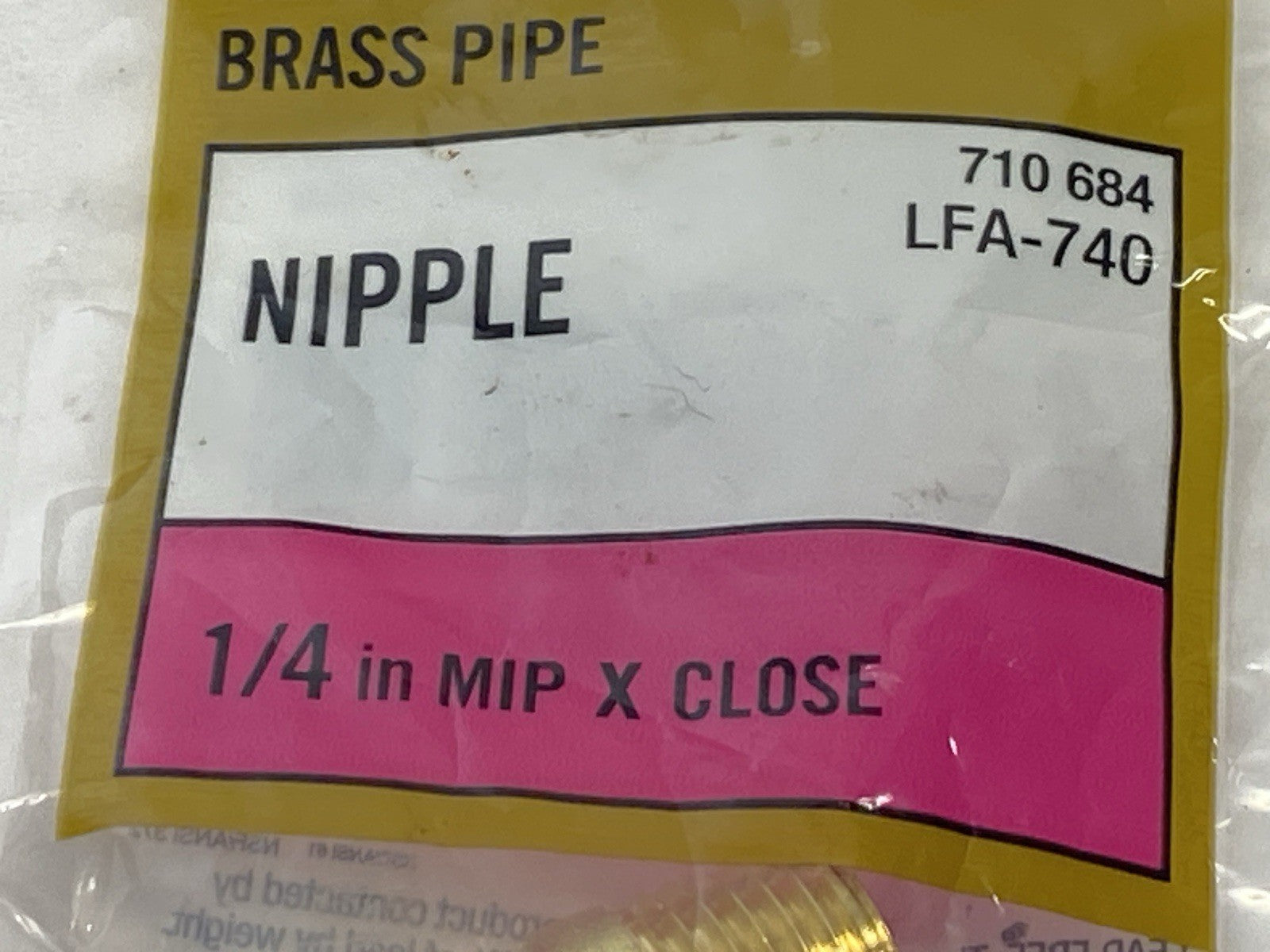 Everbilt LFA-740 Brass Pipe Nipple 1/4" x Close LOT OF 5 - Maverick Industrial Sales