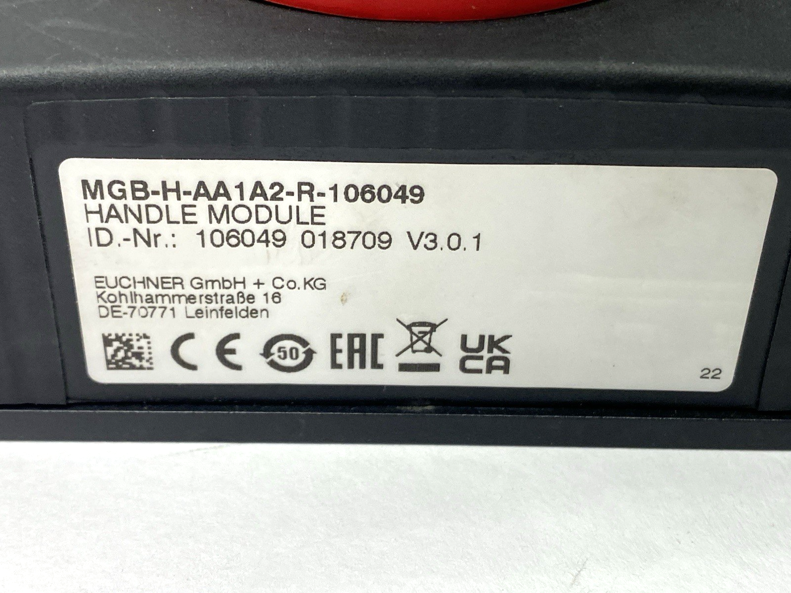 MGB-H-AA1A2-R-106049 | Euchner Handle Module 106049 - Used - Maverick Industrial Sales