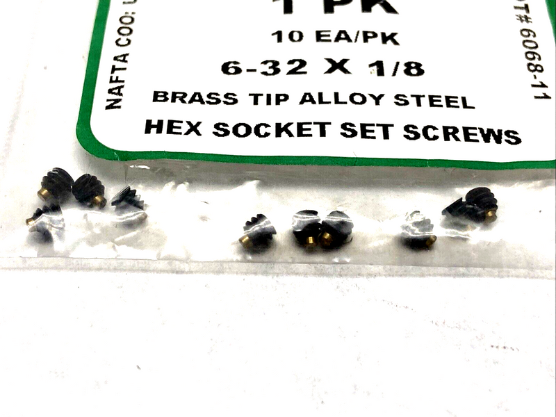 Buckley 6068-11 Hex Socket Set Screws Brass Tip 6-32 x 1/8 LOT OF 3 PKGS - Maverick Industrial Sales