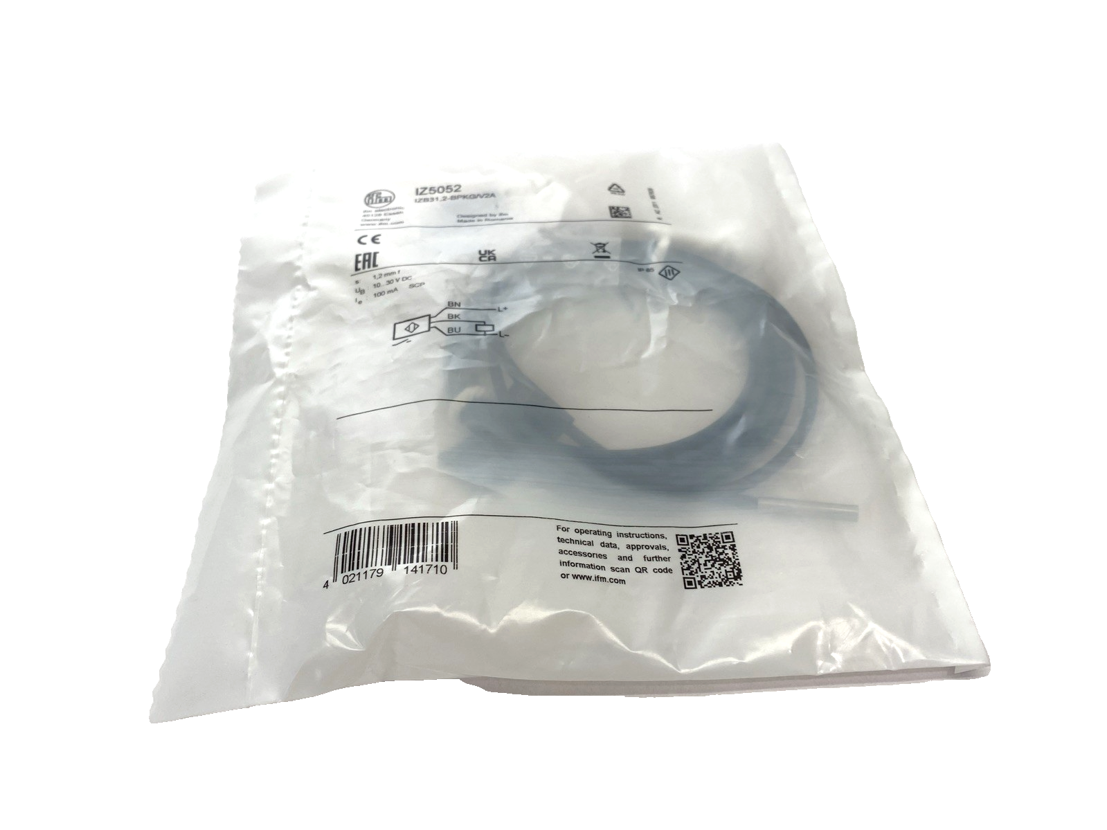 ifm IZ5052 Inductive Sensor 4mm Diameter IZB31,2-BPKG/V2A - Maverick Industrial Sales