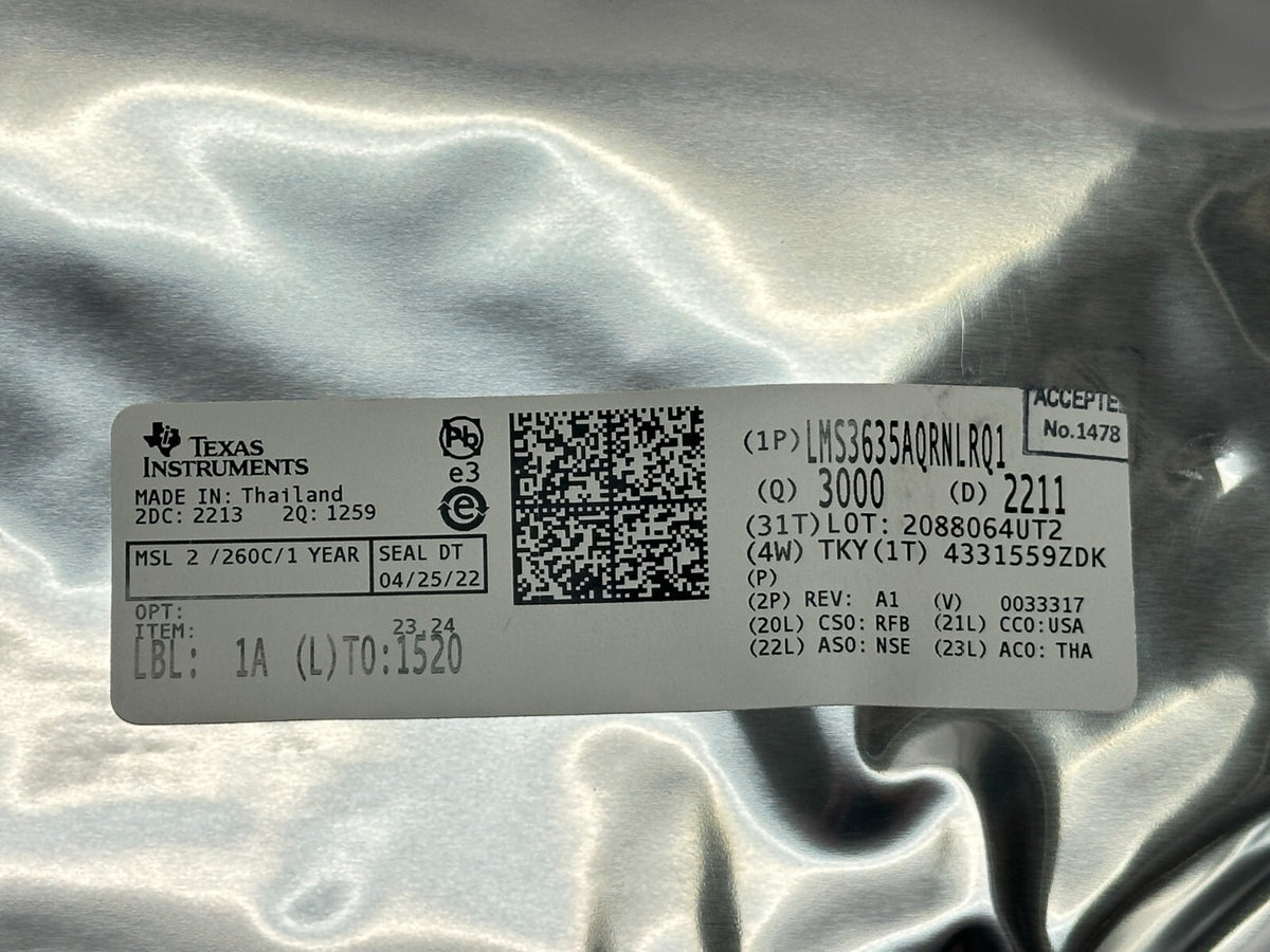 LMS3635AQRNLRQ1 | Texas Instruments IC Buck Regulator 3.5A 1V 22-VFQFN 3000 QTY - New - Maverick Industrial Sales