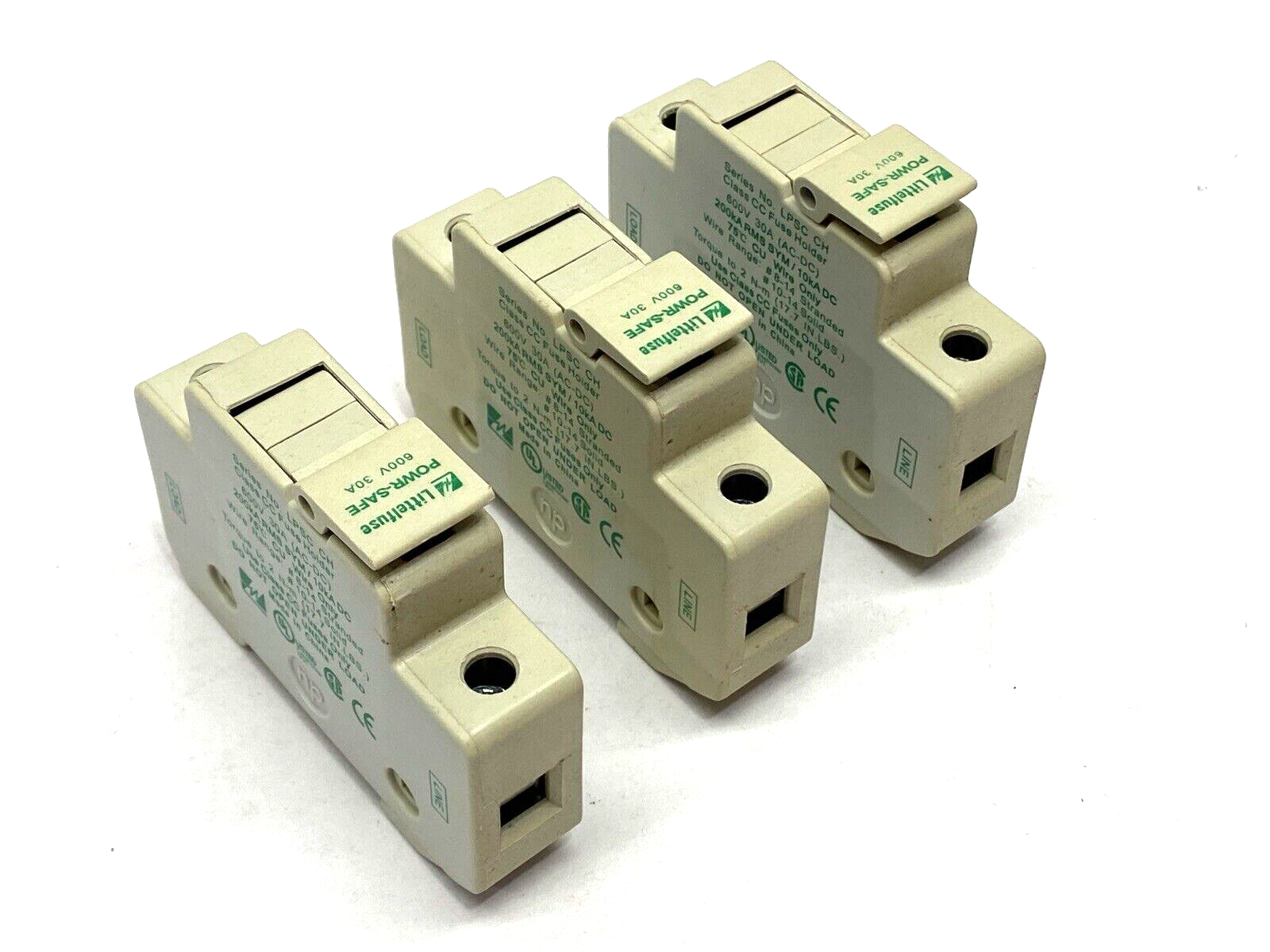 Littlefuse LSPC CH Fuse Holder 1-Pole w/ Fuses 600V 30A LOT OF 3 - Maverick Industrial Sales