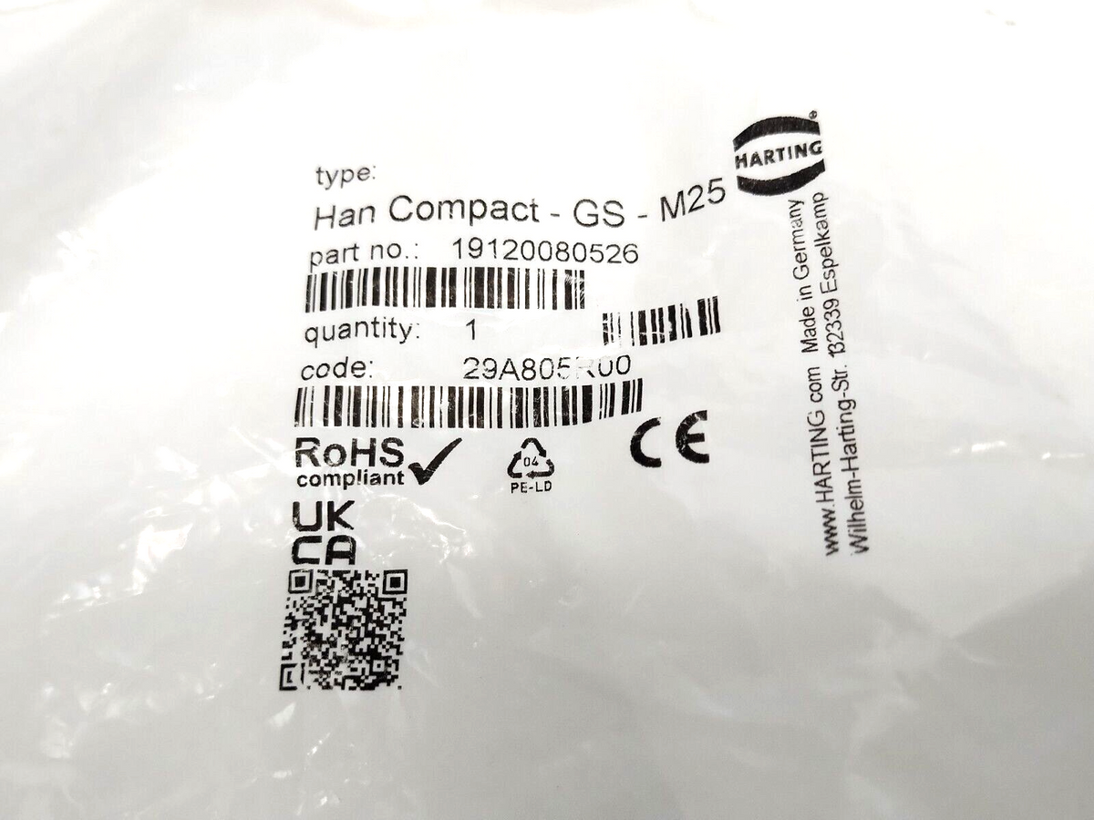 Harting 19120080526 Han Compact-HSE-M25 Side Entry Connector Hood 1 x M25 - Maverick Industrial Sales