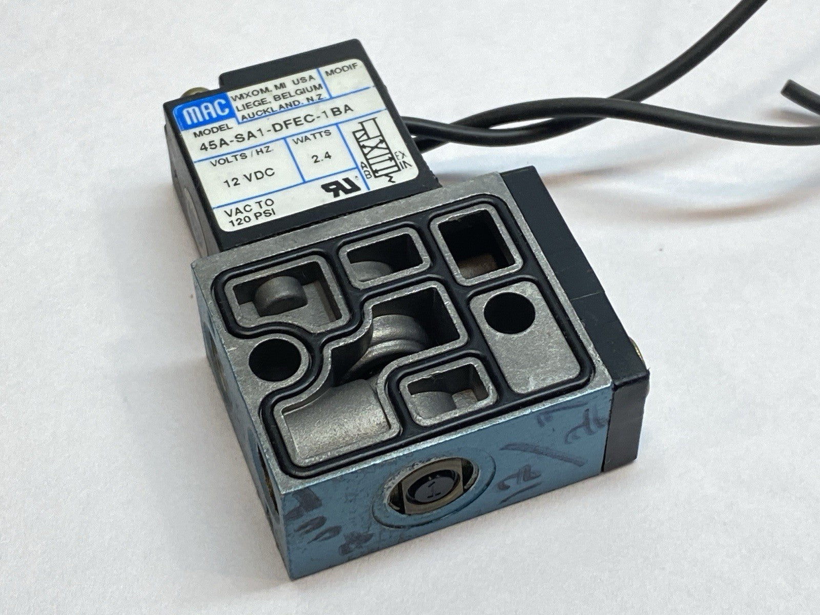 45A-SA1-DFEC-1BA | MAC Valves Solenoid Valve 12VDC 2.4W - Used - Maverick Industrial Sales
