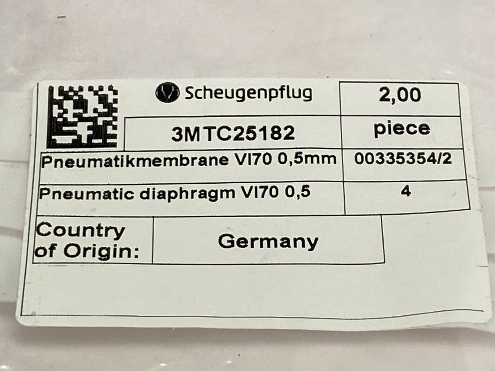 Scheugenpflug 3MTC25182 Pneumatic Diaphragm VI70 0,5mm LOT OF 2 - Maverick Industrial Sales
