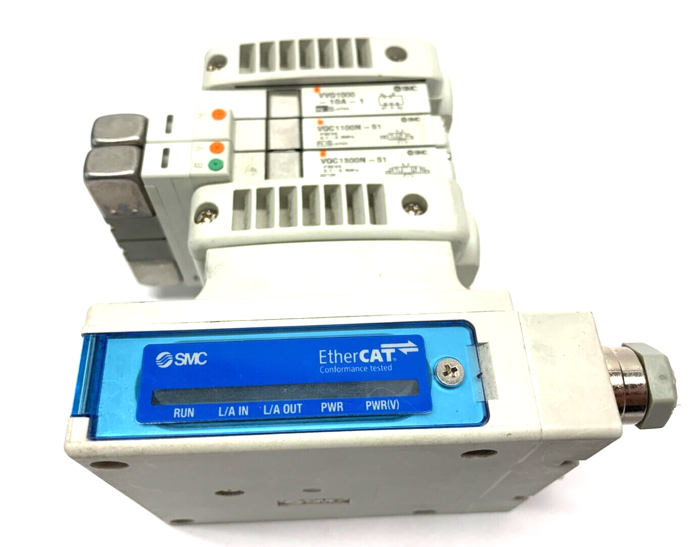 SMC V5QC11-03N3FD2-S Base Manifold w/ EX260-SEC1 EtherCAT Class 2 Output - Maverick Industrial Sales