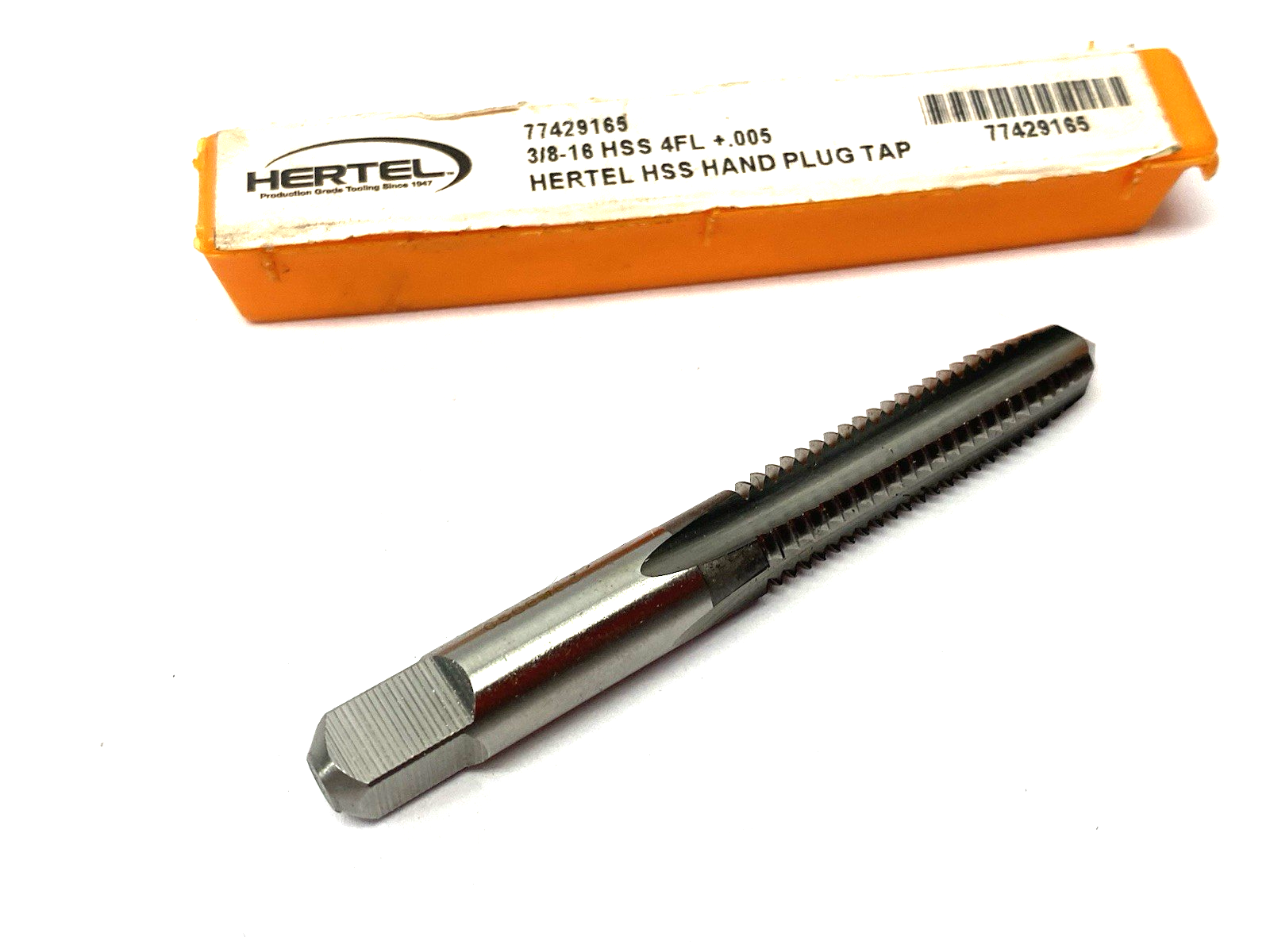 77429165 | Hertel Straight Flute Tap: 3/8-16 UNC, 4 Flute, Plug Chamfer, High-Spee - New – Open box - Maverick Industrial Sales