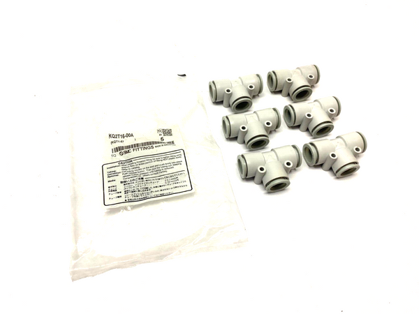 SMC KQ2T16-00A Push-to-Connect Union Tee Fitting 16mm Light Gray PKG OF 6 - Maverick Industrial Sales