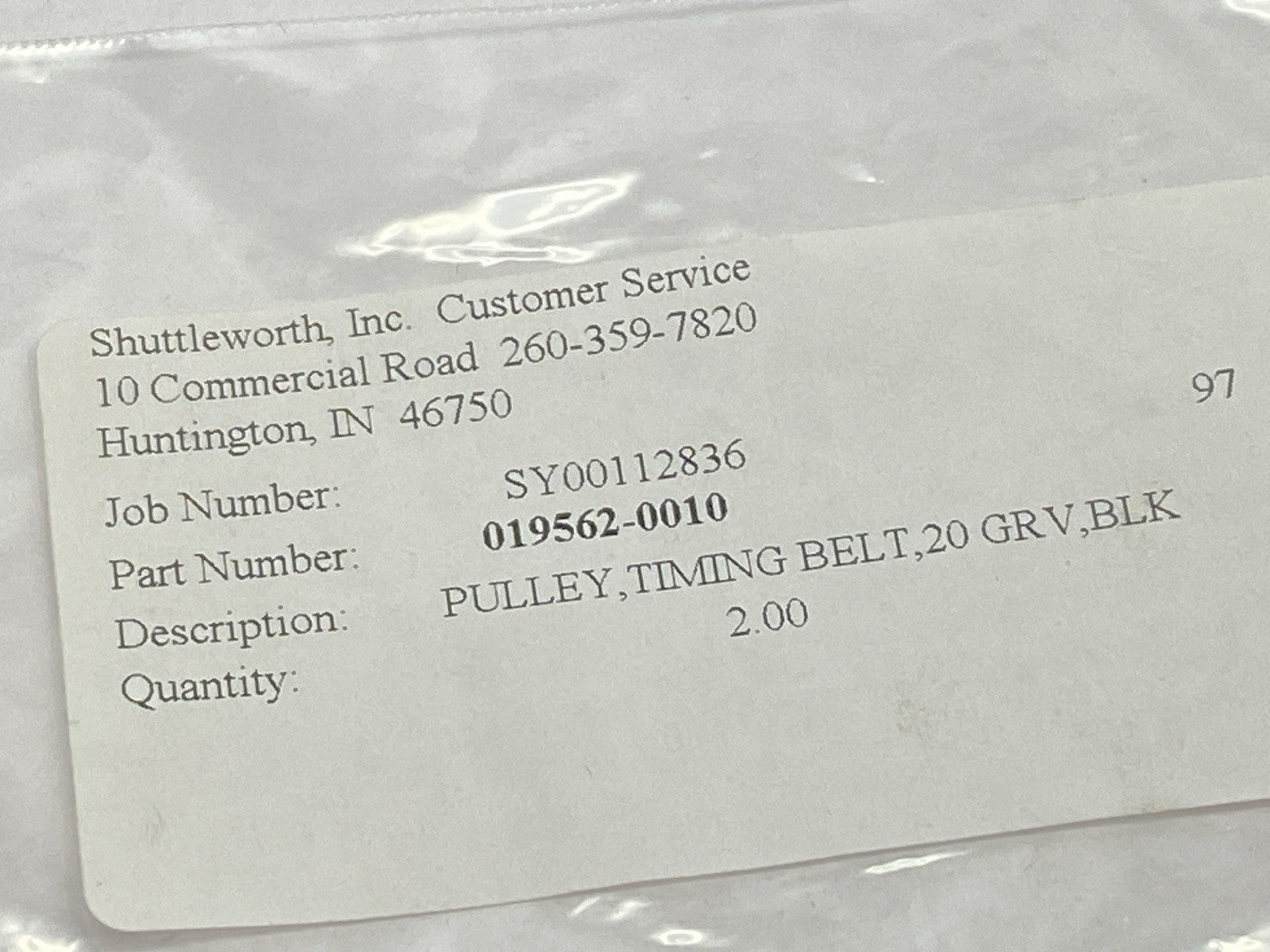 019562-0010 | Shuttleworth Timing Belt Pulley 20 Groove LOT OF 2 - New – Open box - Maverick Industrial Sales