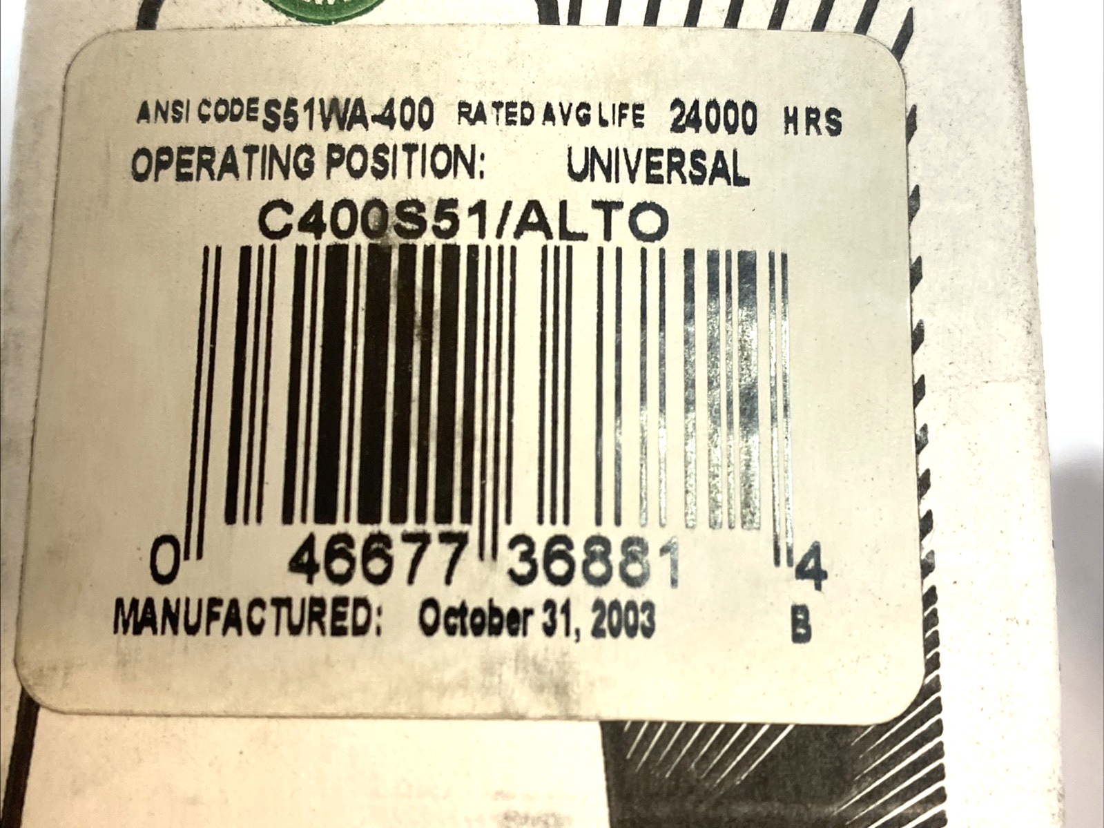 Philips C400S51/ALTO HPS Lamp 400W LOT OF 2 - Maverick Industrial Sales